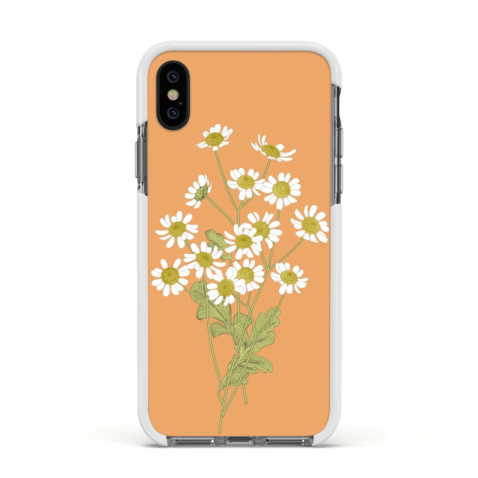 Daisies Apple iPhone Xs Impact Case White Edge on Black Phone