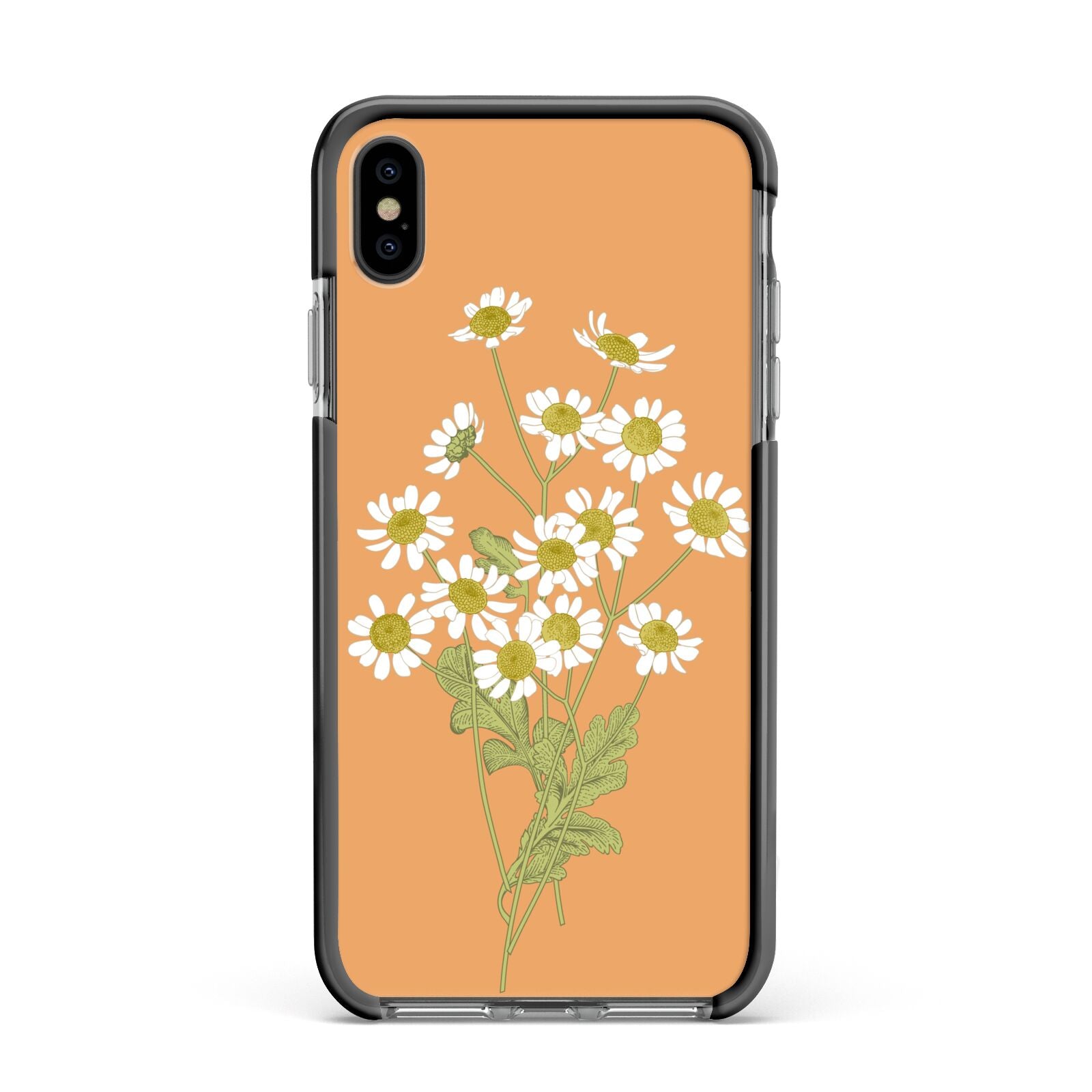 Daisies Apple iPhone Xs Max Impact Case Black Edge on Black Phone