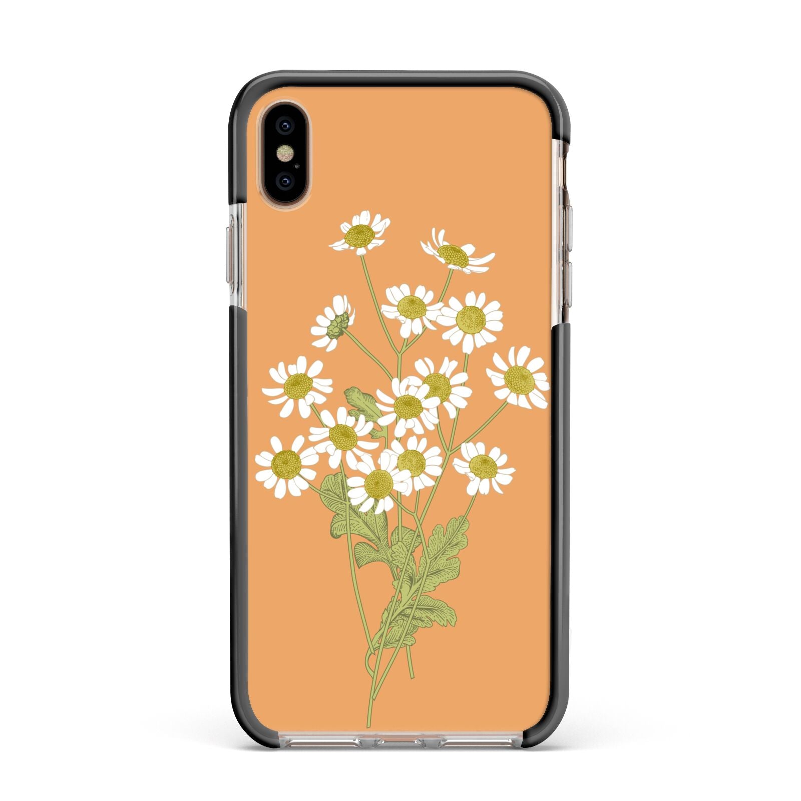 Daisies Apple iPhone Xs Max Impact Case Black Edge on Gold Phone