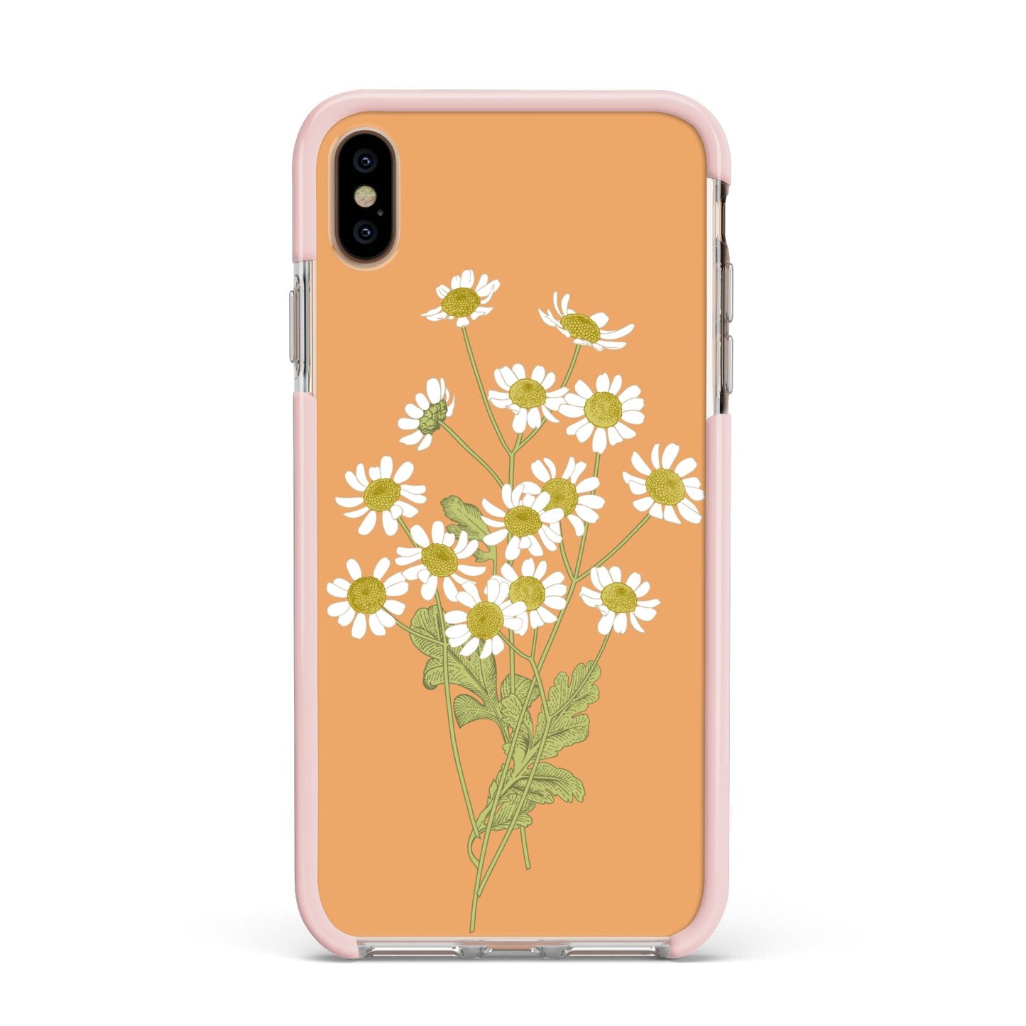 Daisies Apple iPhone Xs Max Impact Case Pink Edge on Gold Phone