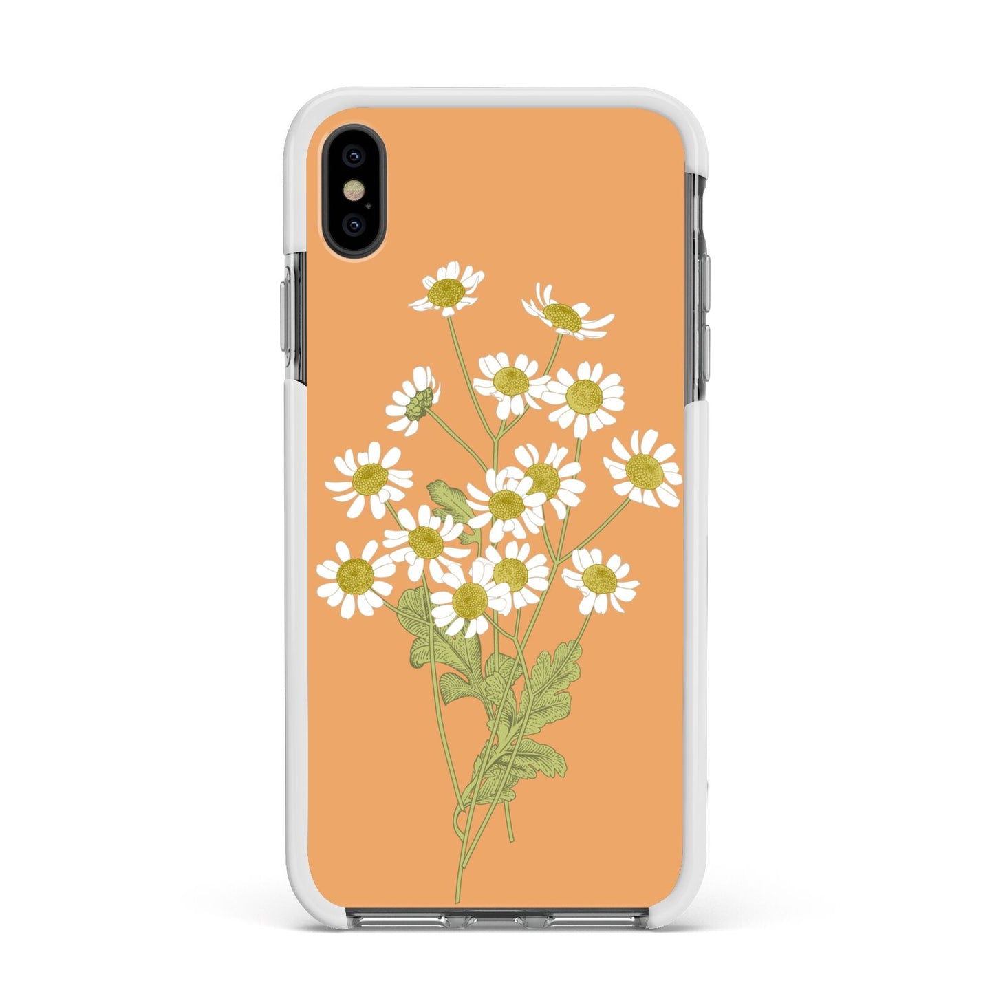 Daisies Apple iPhone Xs Max Impact Case White Edge on Black Phone