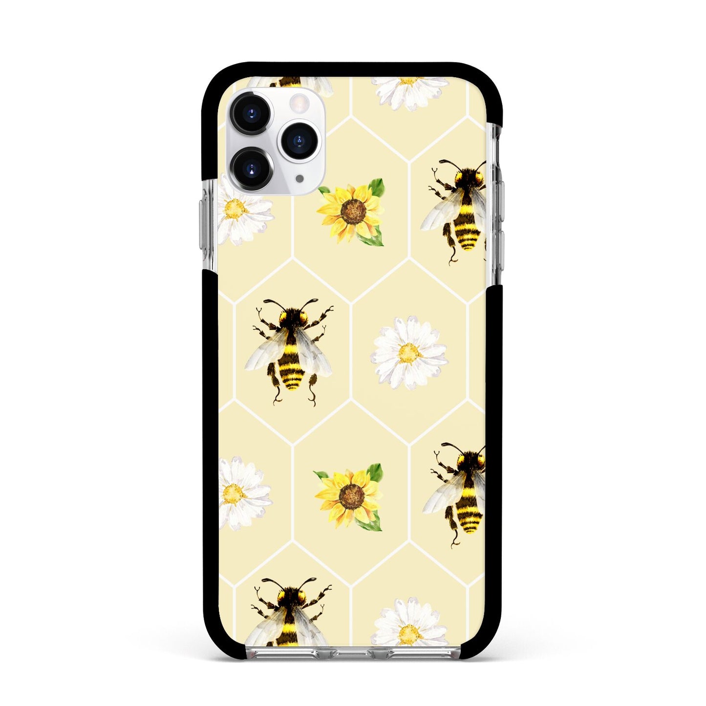 Daisies Bees and Sunflowers Apple iPhone 11 Pro Max in Silver with Black Impact Case