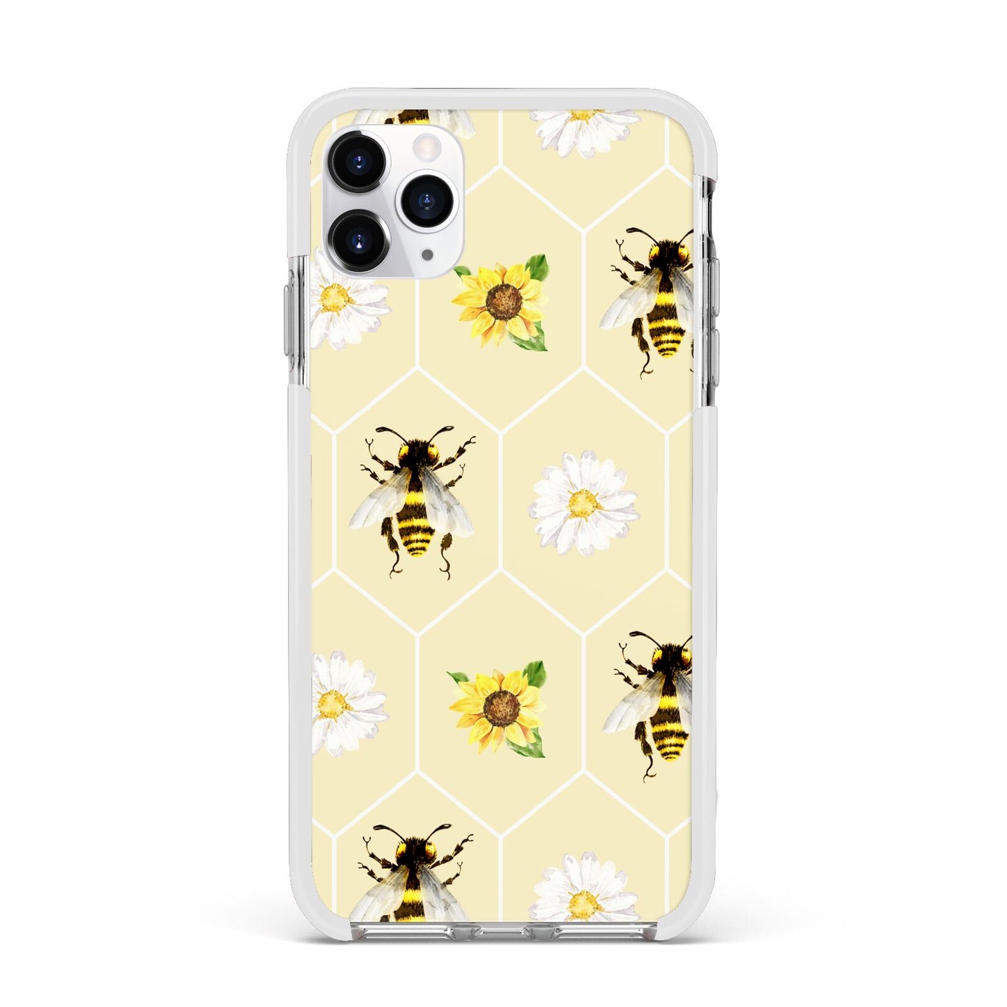 Daisies Bees and Sunflowers Apple iPhone 11 Pro Max in Silver with White Impact Case