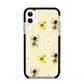 Daisies Bees and Sunflowers Apple iPhone 11 in White with Black Impact Case