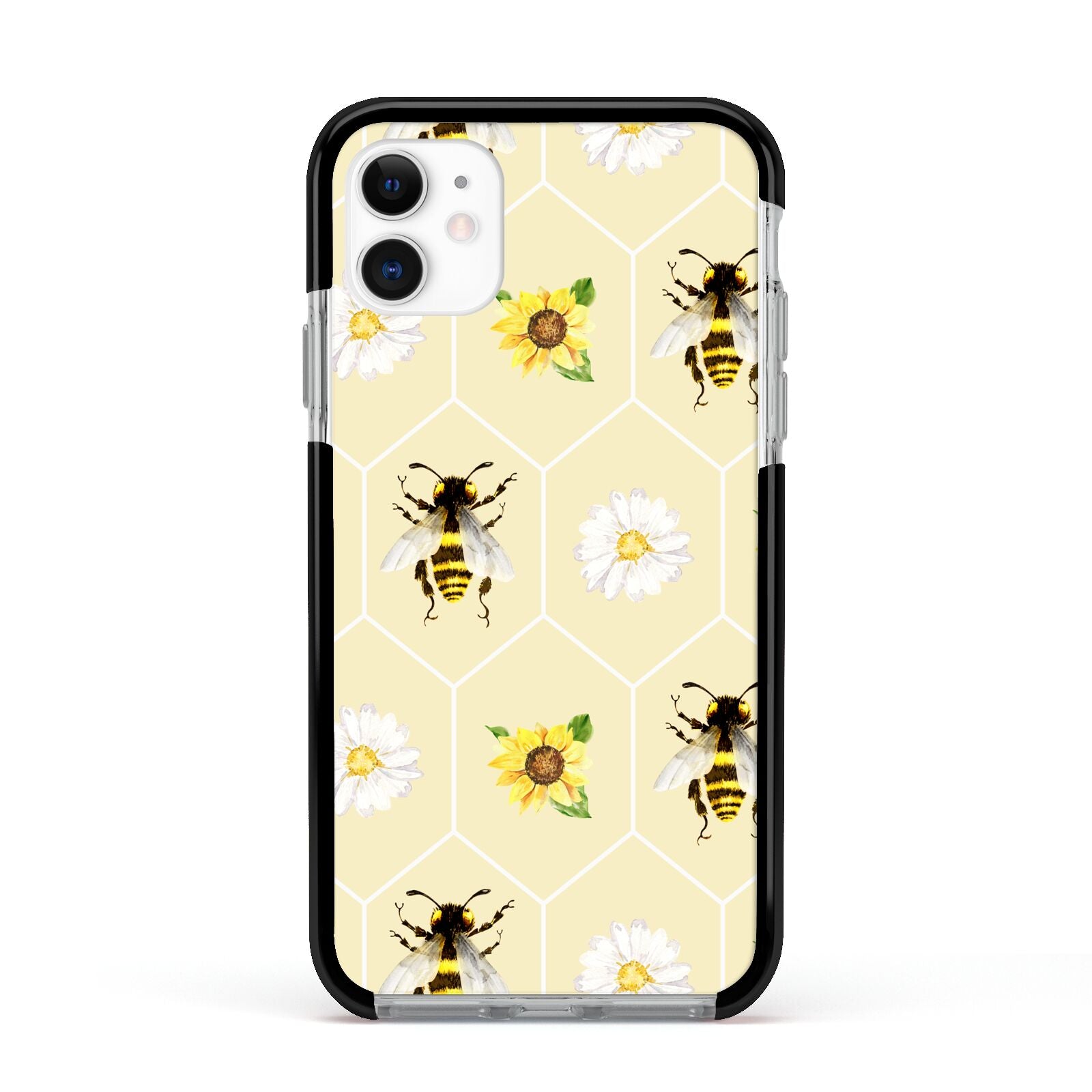 Daisies Bees and Sunflowers Apple iPhone 11 in White with Black Impact Case