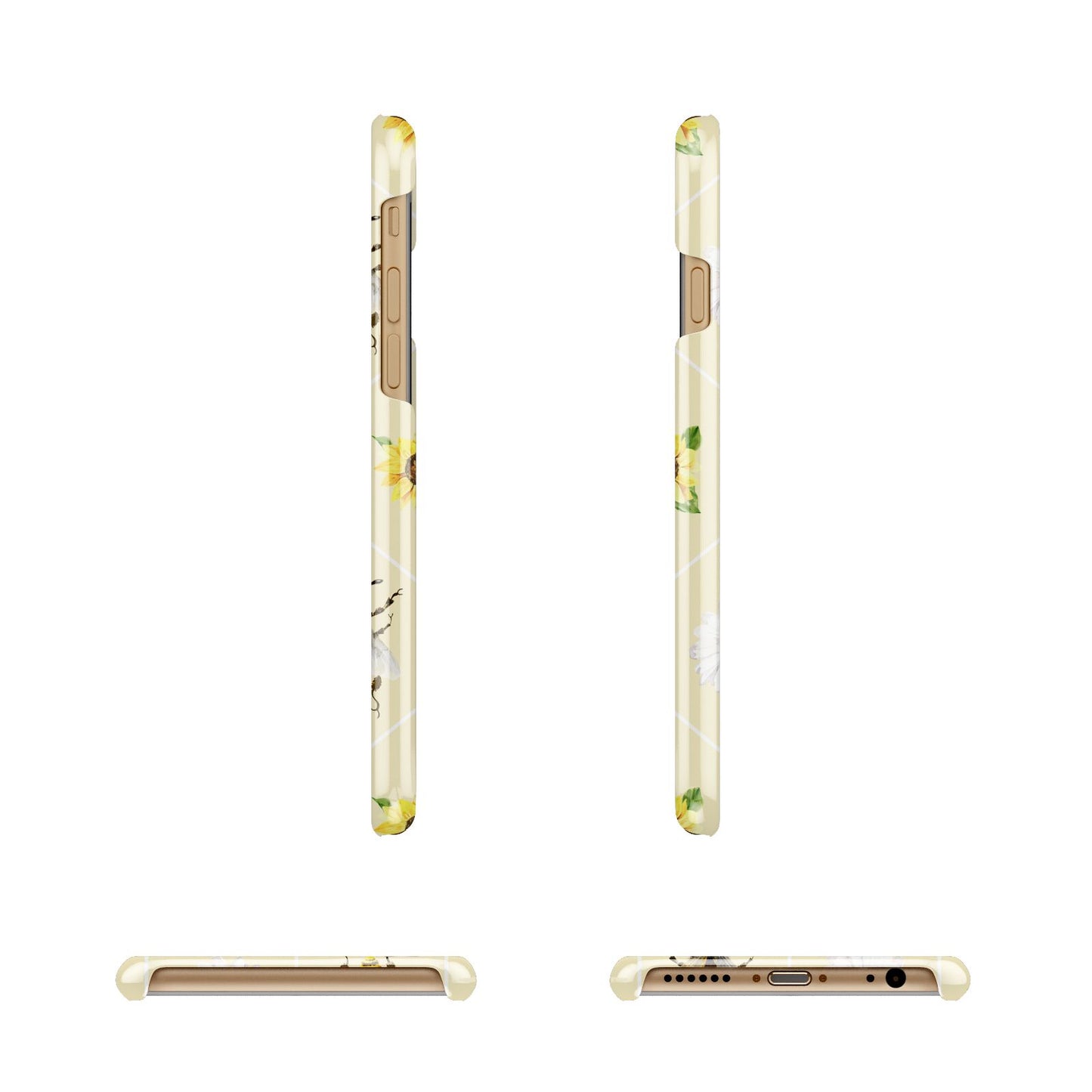 Daisies Bees and Sunflowers Apple iPhone 6 3D Wrap Snap Case Angled Images