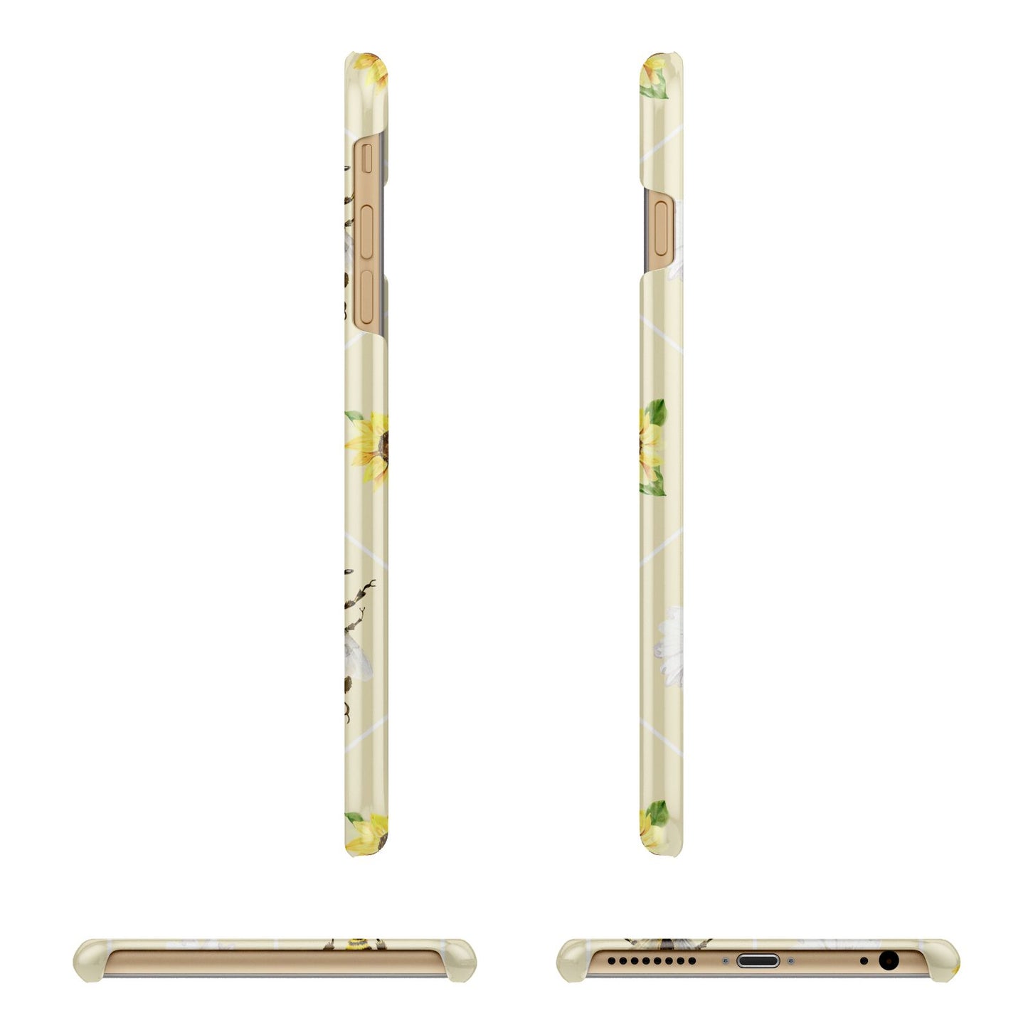 Daisies Bees and Sunflowers Apple iPhone 6 Plus 3D Wrap Snap Case Angled Images