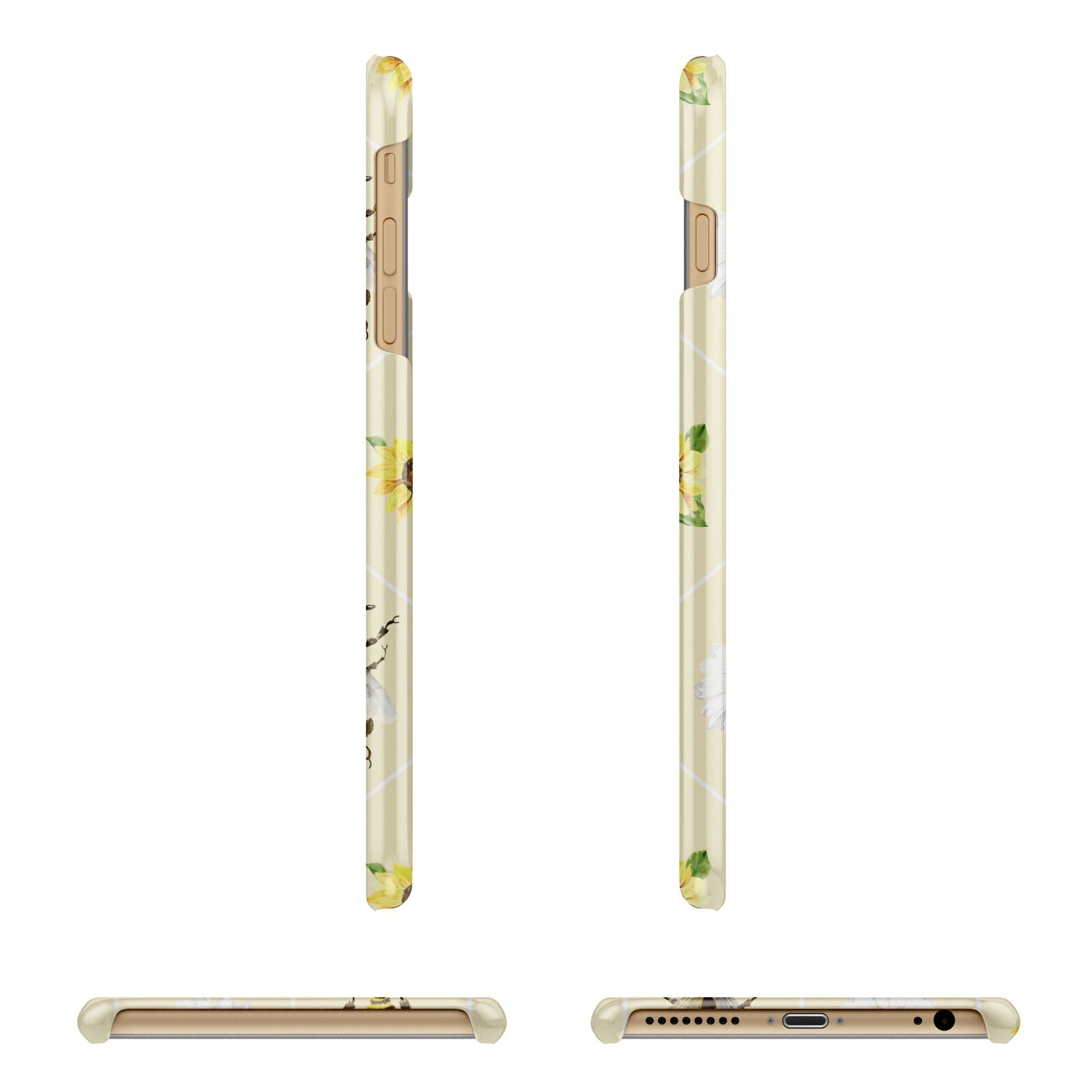 Daisies Bees and Sunflowers Apple iPhone 6 Plus 3D Wrap Snap Case Angled Images