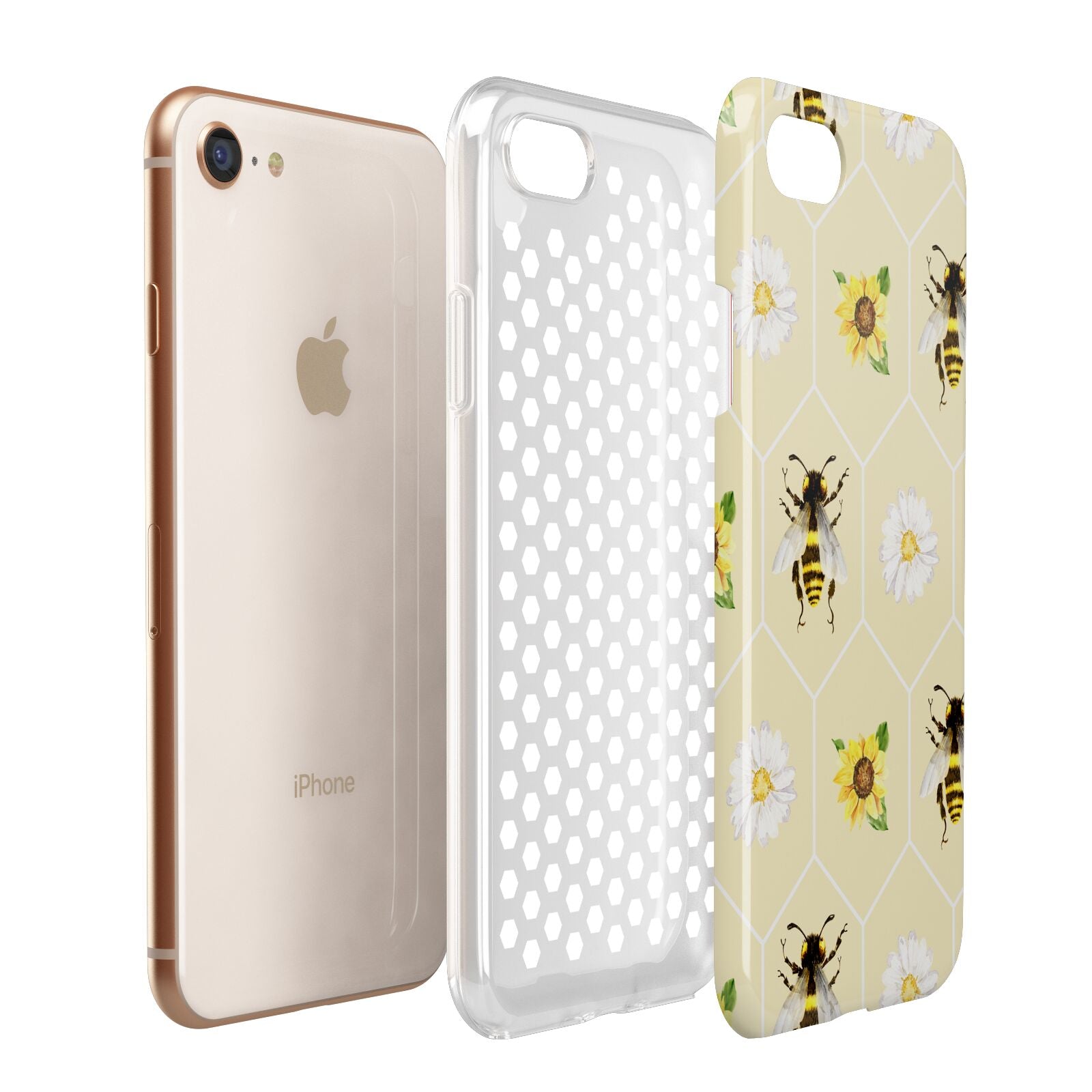 Daisies Bees and Sunflowers Apple iPhone 7 8 3D Tough Case Expanded View