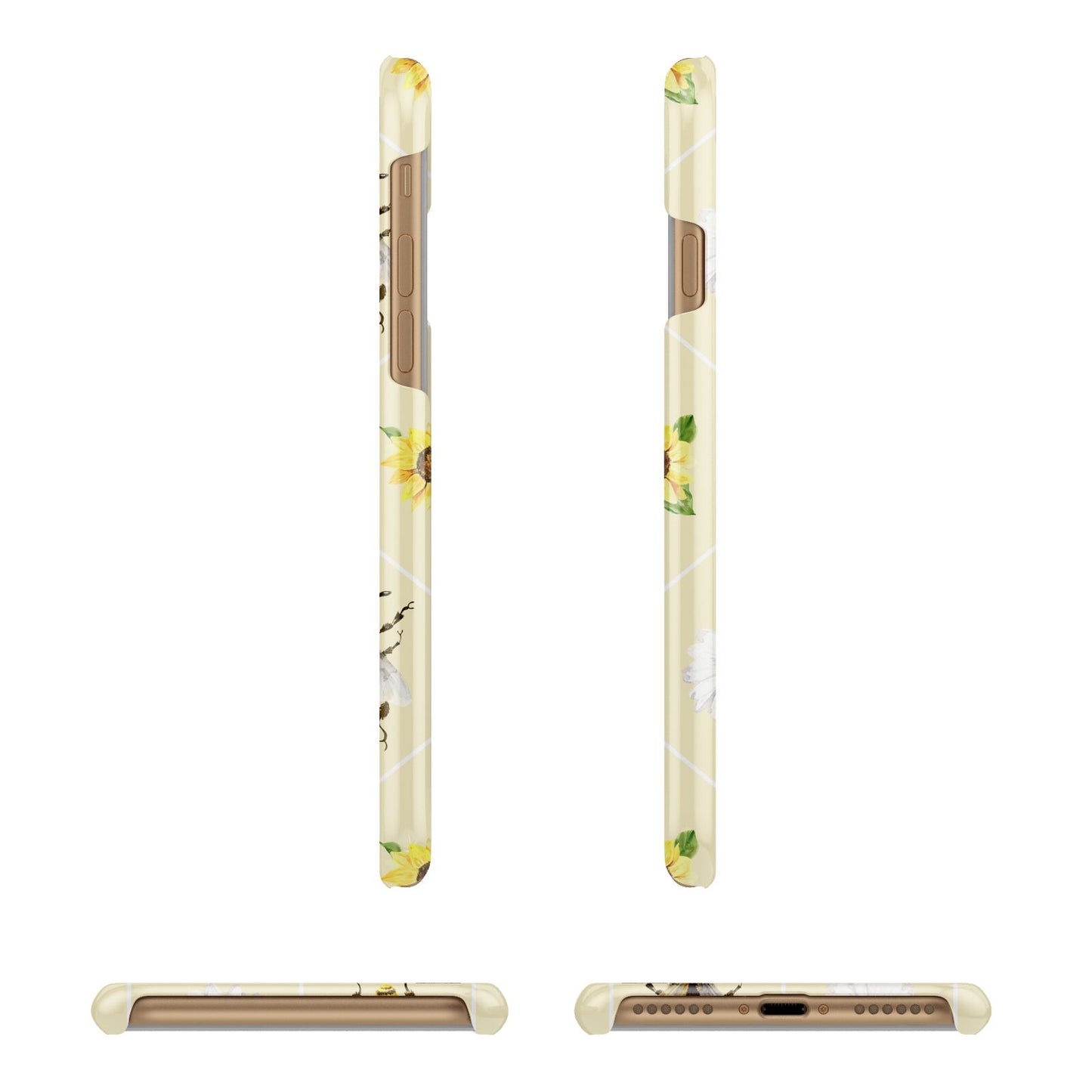 Daisies Bees and Sunflowers Apple iPhone 7 8 3D Wrap Snap Case Angled Images