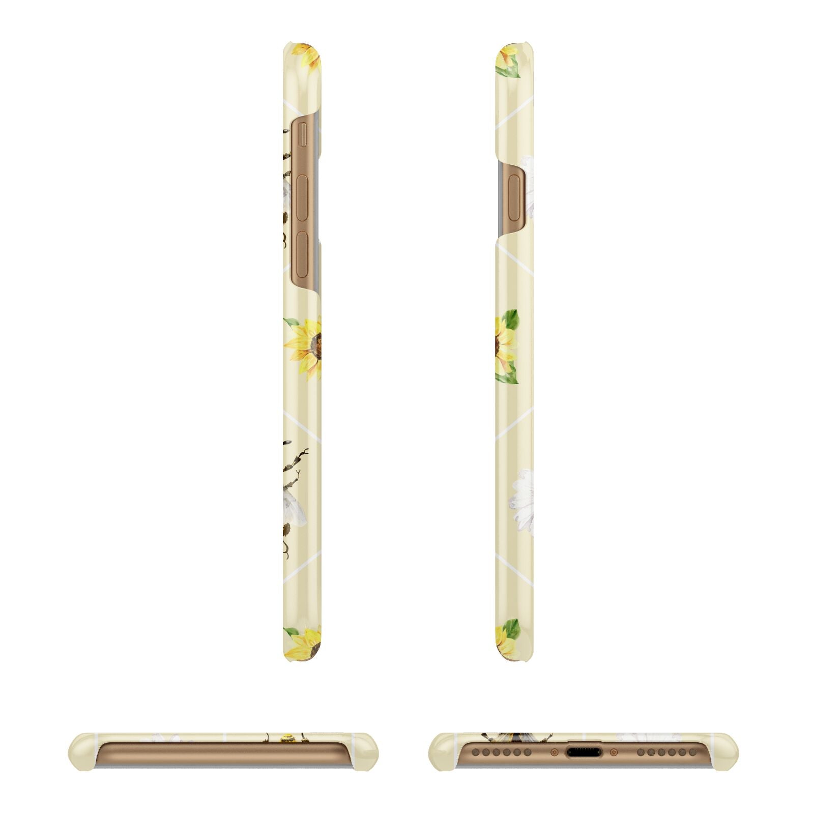 Daisies Bees and Sunflowers Apple iPhone 7 8 3D Wrap Snap Case Angled Images