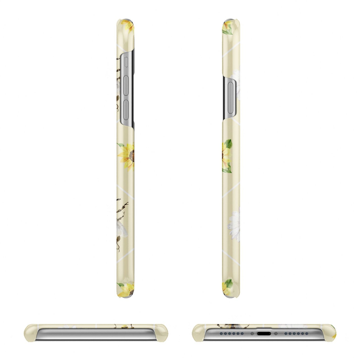 Daisies Bees and Sunflowers Apple iPhone XR 3D Wrap Snap Case Angled Images on White Phone