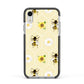 Daisies Bees and Sunflowers Apple iPhone XR Impact Case Black Edge on Silver Phone