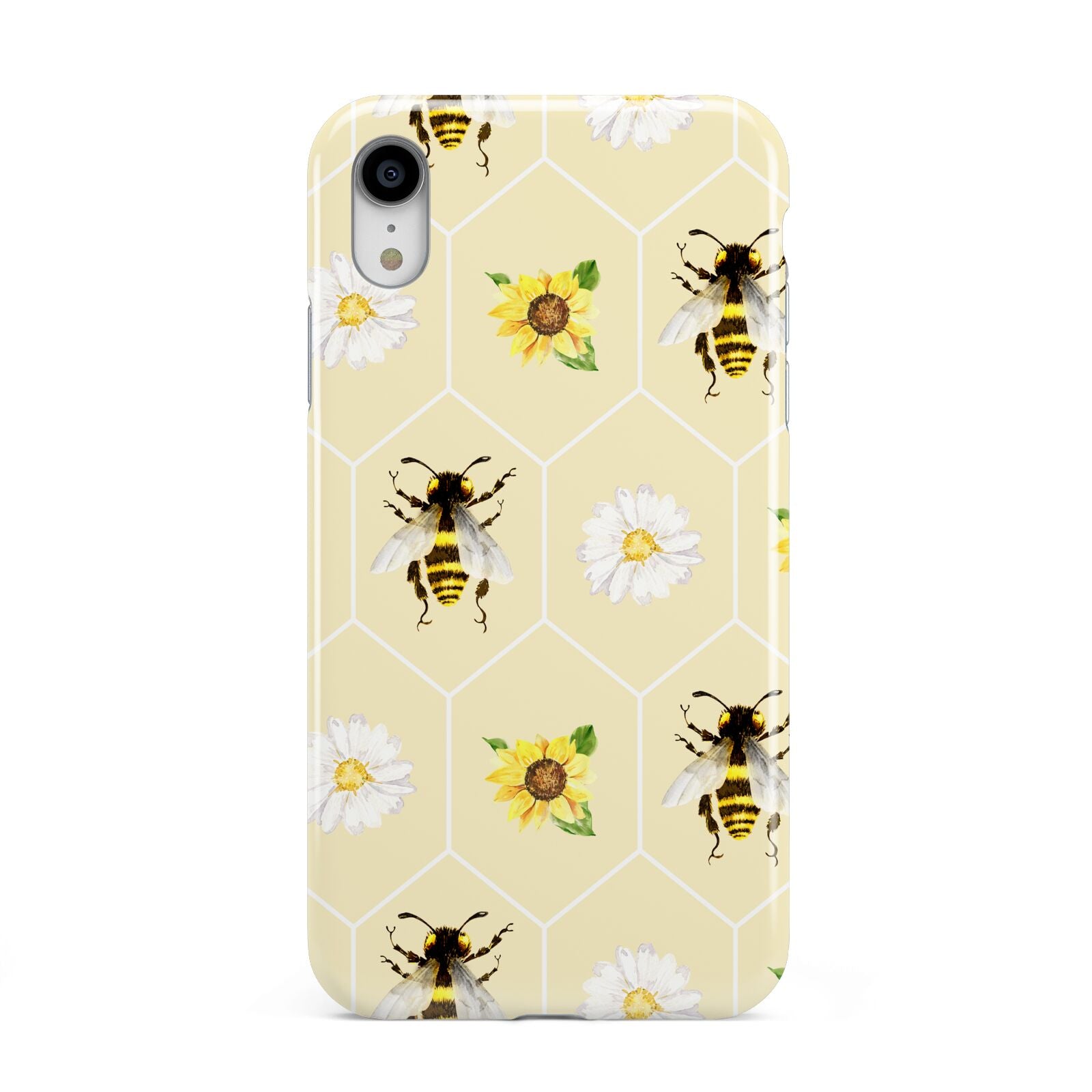 Daisies Bees and Sunflowers Apple iPhone XR White 3D Tough Case
