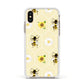 Daisies Bees and Sunflowers Apple iPhone Xs Impact Case White Edge on Gold Phone