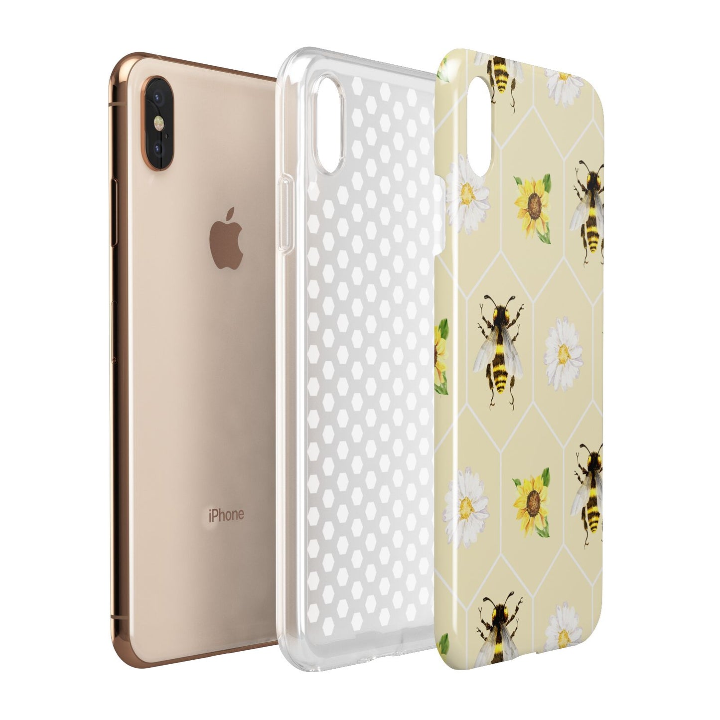 Daisies Bees and Sunflowers Apple iPhone Xs Max 3D Tough Case Expanded View