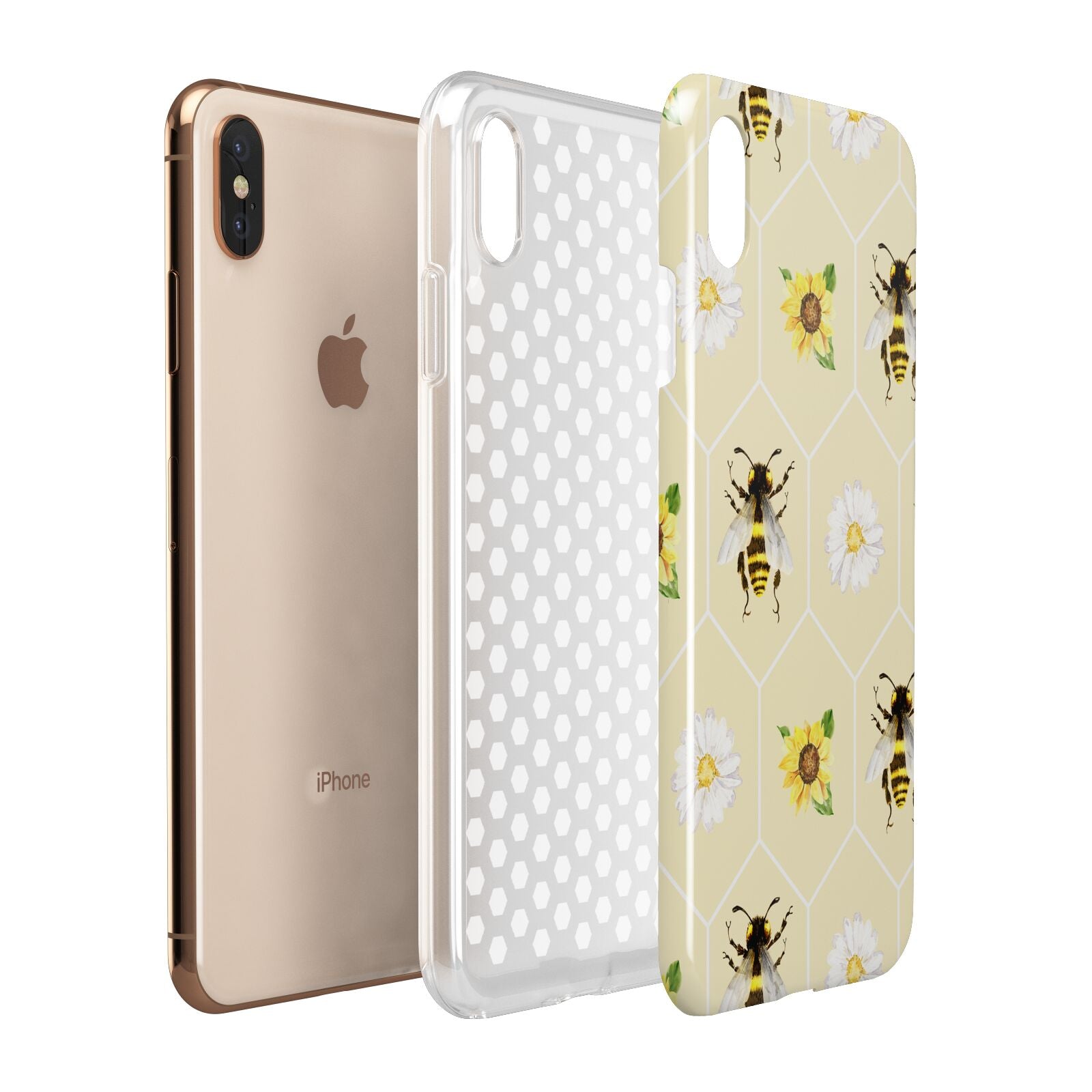 Daisies Bees and Sunflowers Apple iPhone Xs Max 3D Tough Case Expanded View