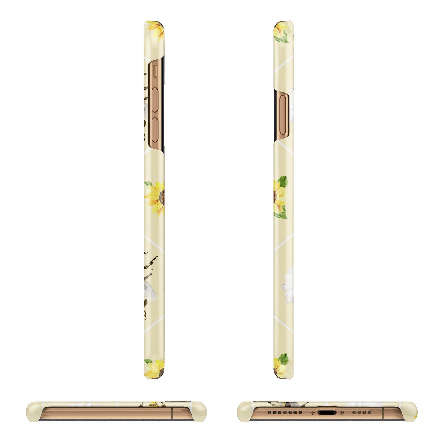 Daisies Bees and Sunflowers Apple iPhone Xs Max 3D Wrap Snap Case Angled Images