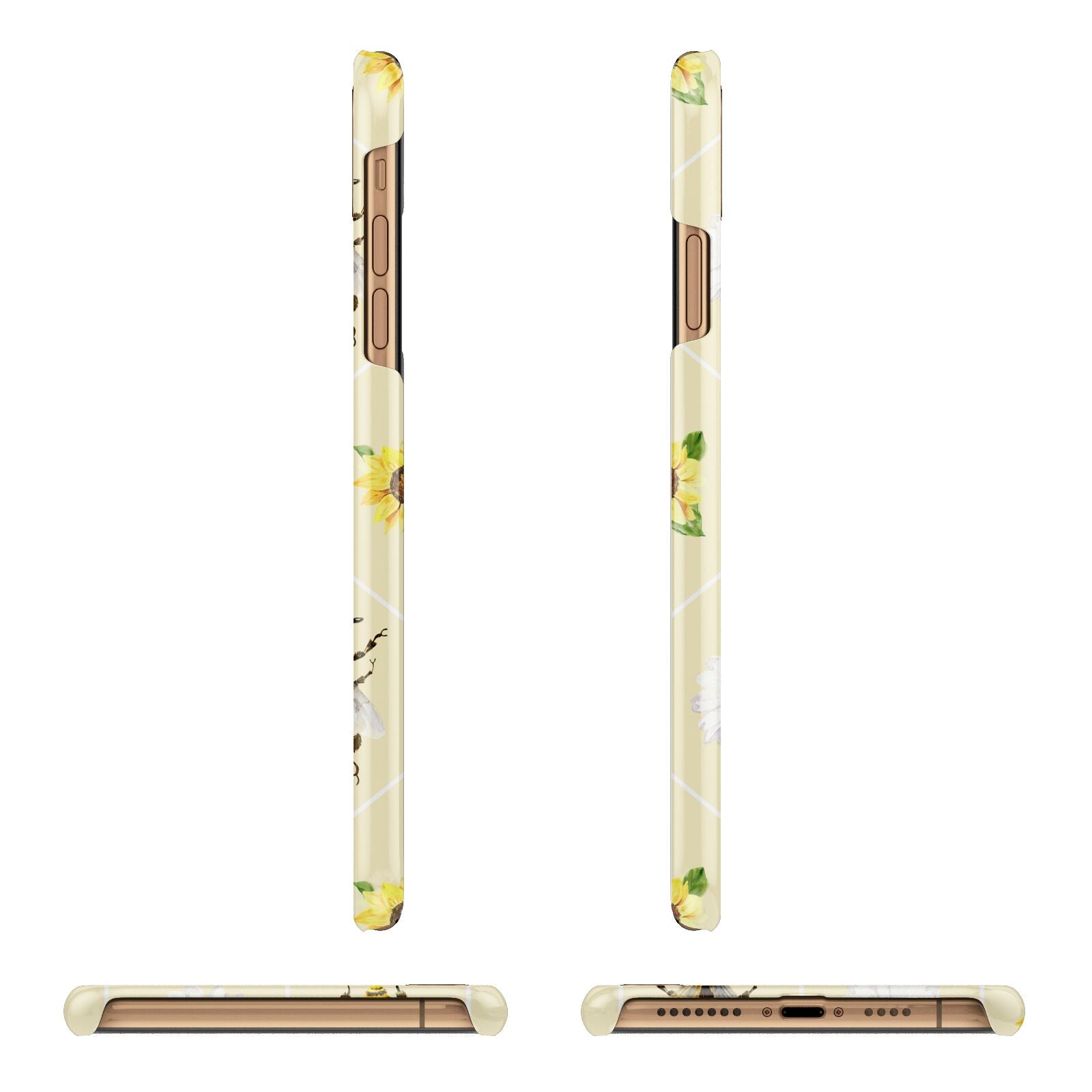 Daisies Bees and Sunflowers Apple iPhone Xs Max 3D Wrap Snap Case Angled Images