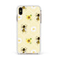 Daisies Bees and Sunflowers Apple iPhone Xs Max Impact Case White Edge on Gold Phone