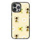 Daisies Bees and Sunflowers iPhone 13 Pro Max Black Impact Case on Silver phone