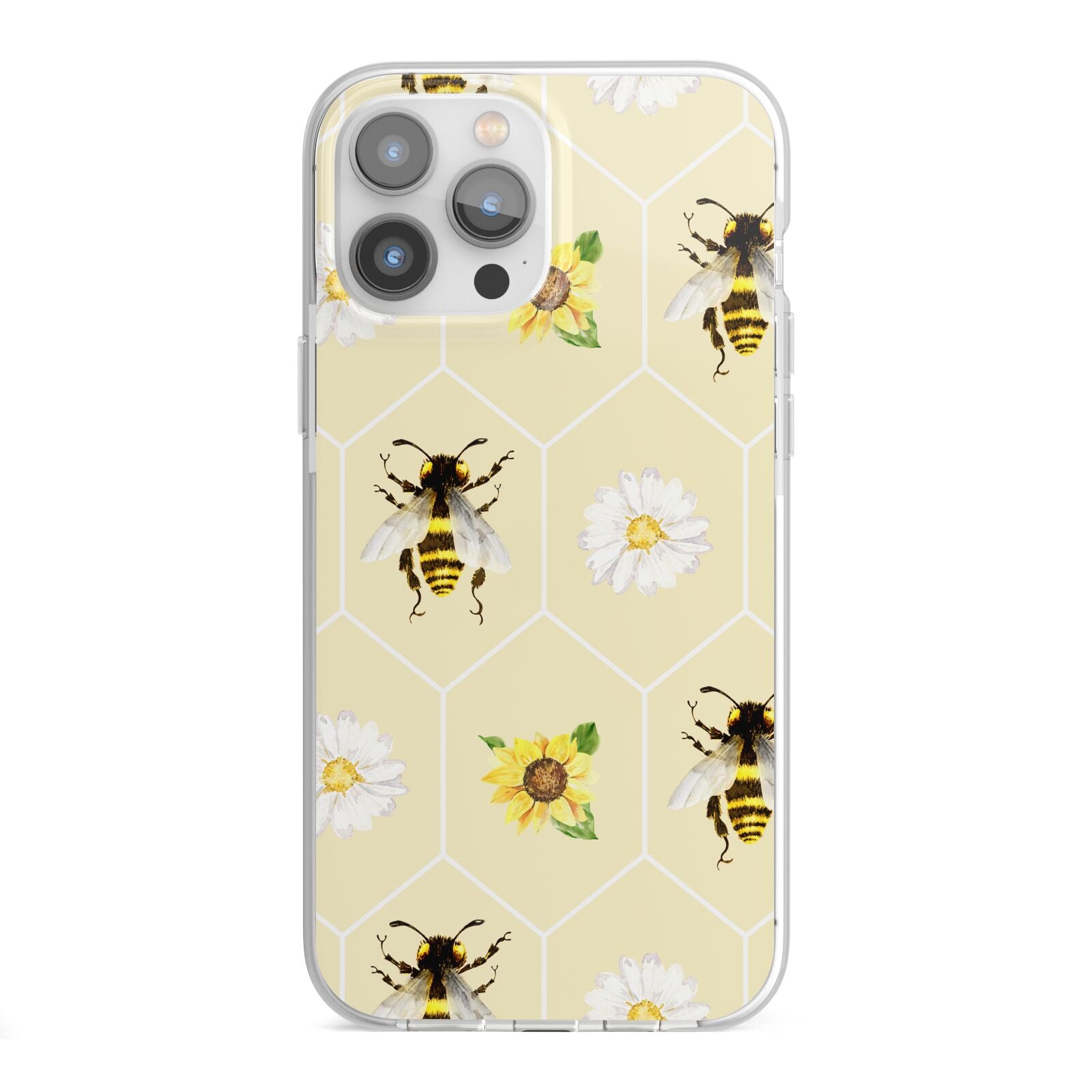 Daisies Bees and Sunflowers iPhone 13 Pro Max TPU Impact Case with White Edges