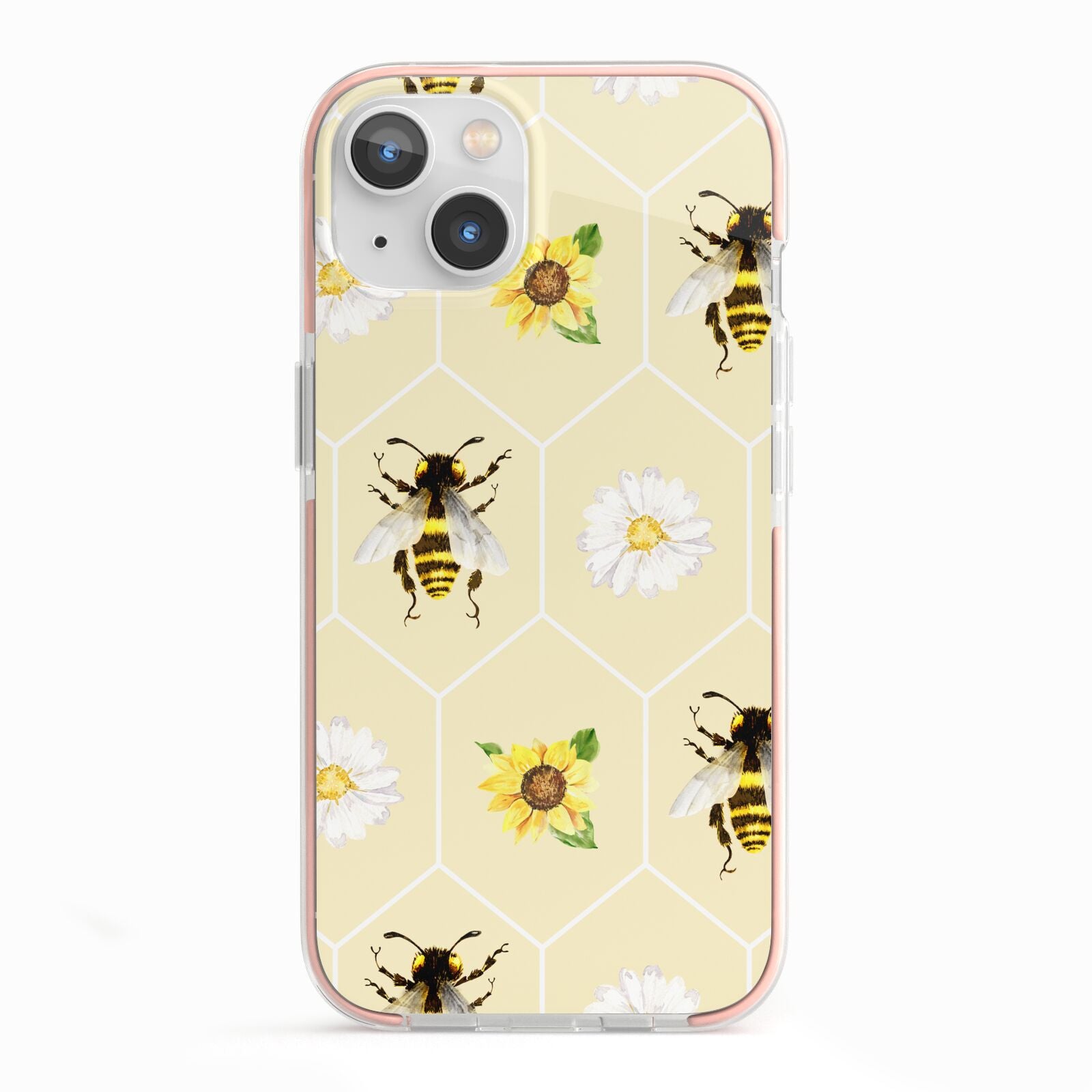 Daisies Bees and Sunflowers iPhone 13 TPU Impact Case with Pink Edges