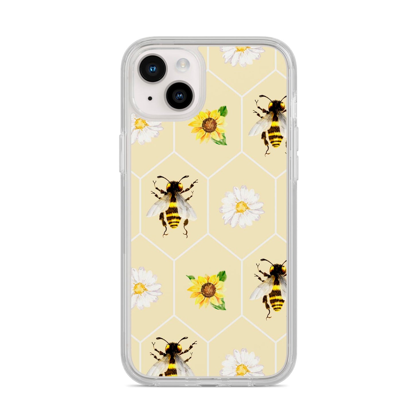 Daisies Bees and Sunflowers iPhone 14 Plus Clear Tough Case Starlight