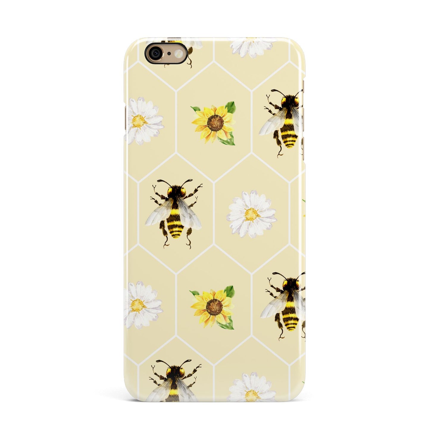 Daisies Bees and Sunflowers iPhone 6 Plus 3D Snap Case on Gold Phone