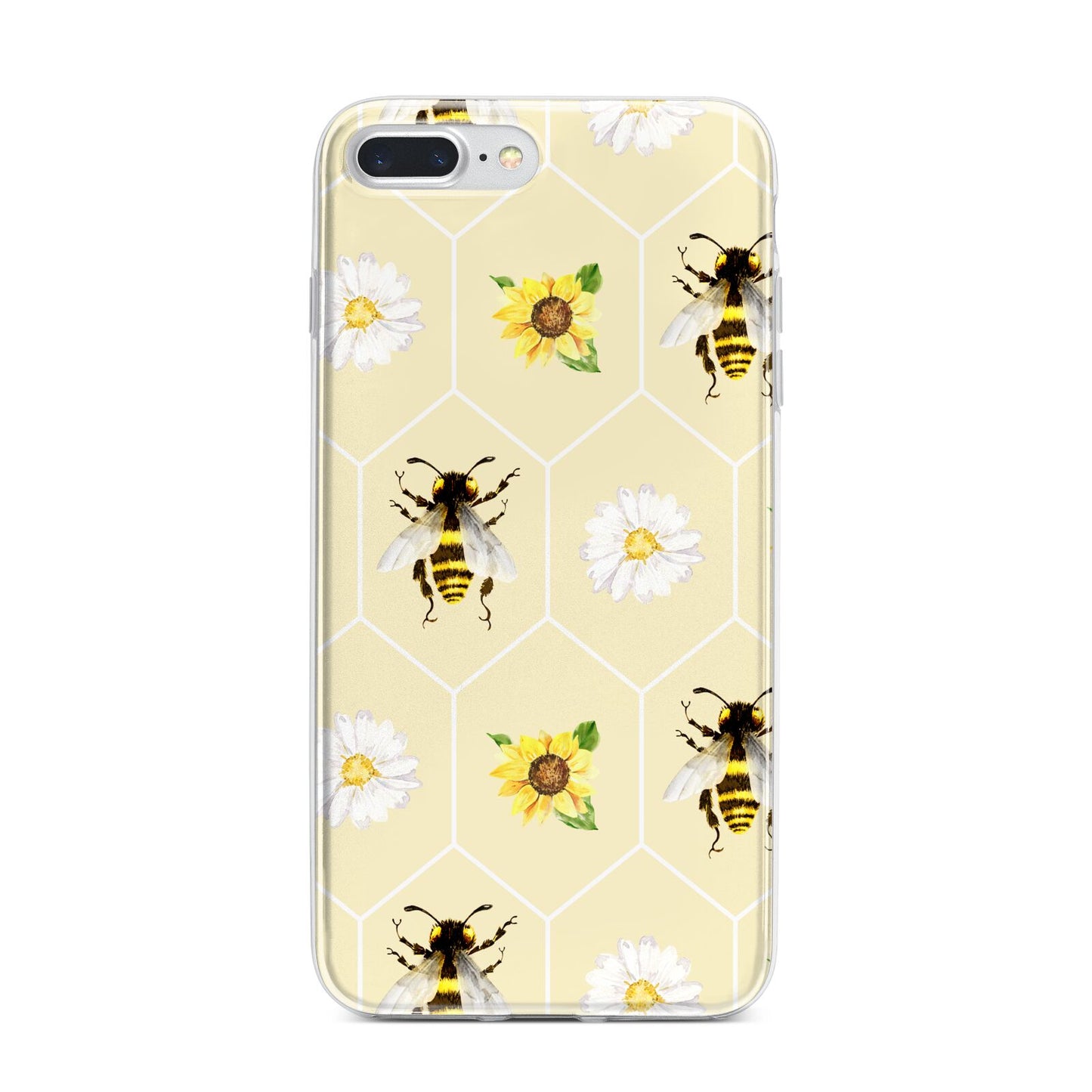 Daisies Bees and Sunflowers iPhone 7 Plus Bumper Case on Silver iPhone