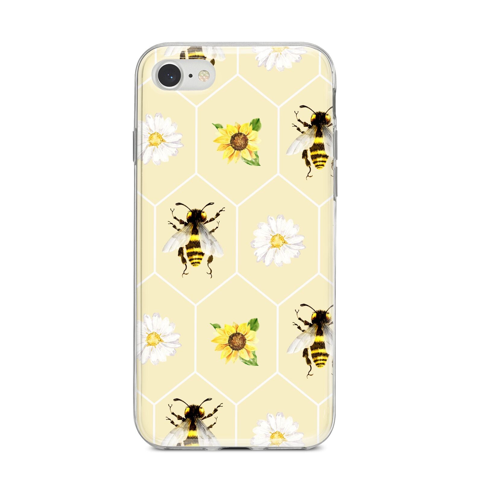 Daisies Bees and Sunflowers iPhone 8 Bumper Case on Silver iPhone