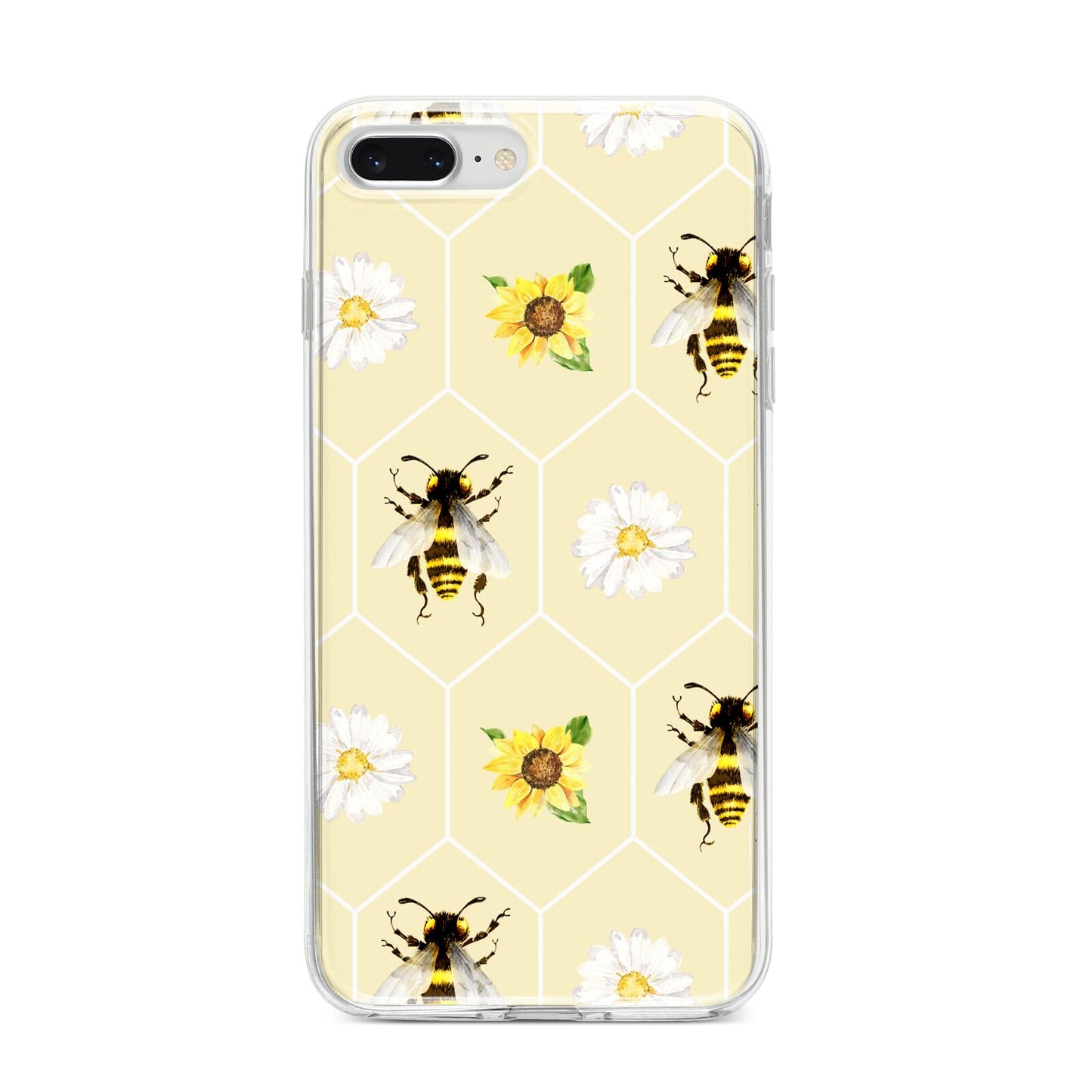 Daisies Bees and Sunflowers iPhone 8 Plus Bumper Case on Silver iPhone
