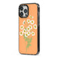 Daisies iPhone 13 Pro Max Black Impact Case Side Angle on Silver phone