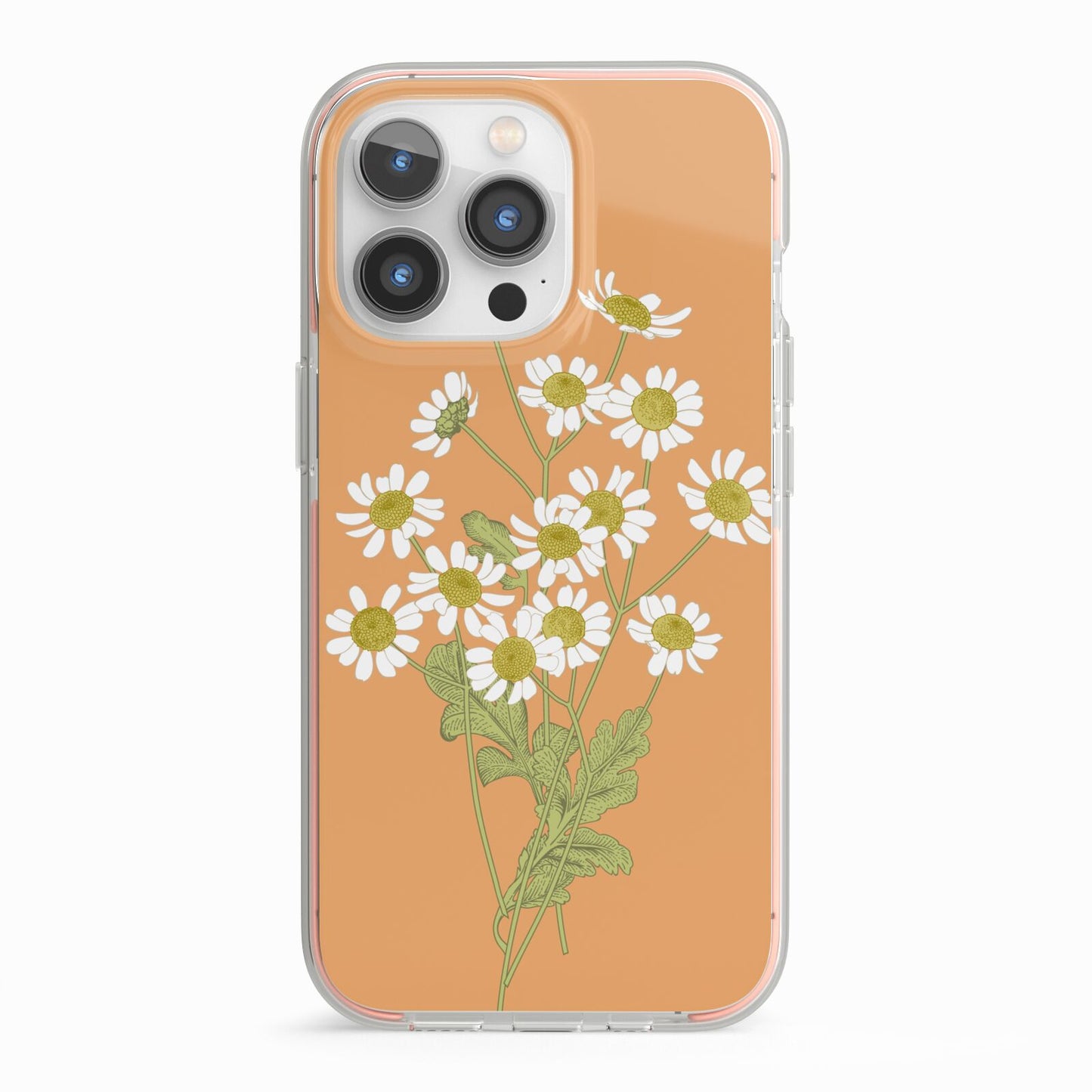 Daisies iPhone 13 Pro TPU Impact Case with Pink Edges