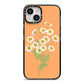 Daisies iPhone 14 Black Impact Case on Silver phone