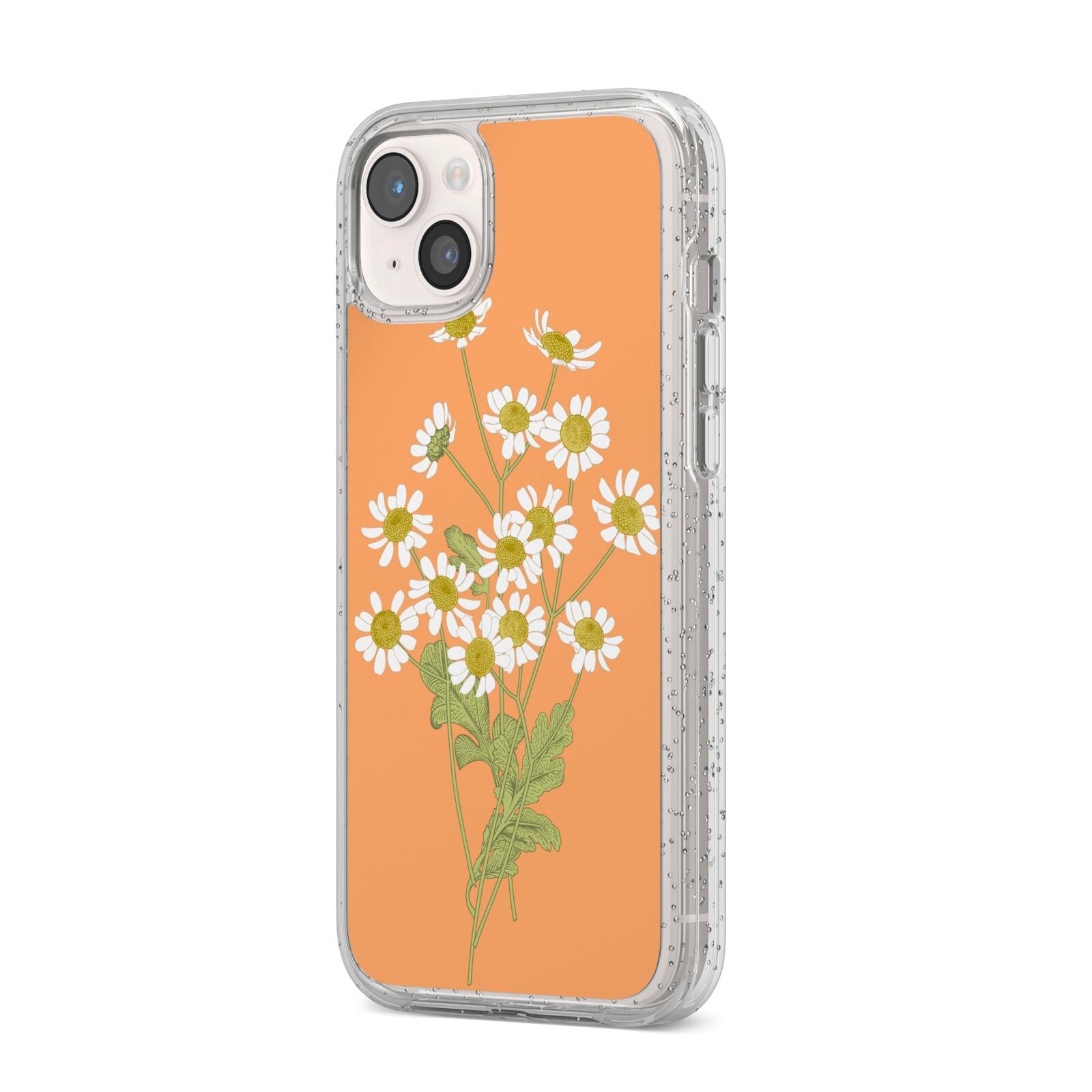 Daisies iPhone 14 Plus Glitter Tough Case Starlight Angled Image
