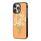 Daisies iPhone 14 Pro Max Black Impact Case Side Angle on Silver phone