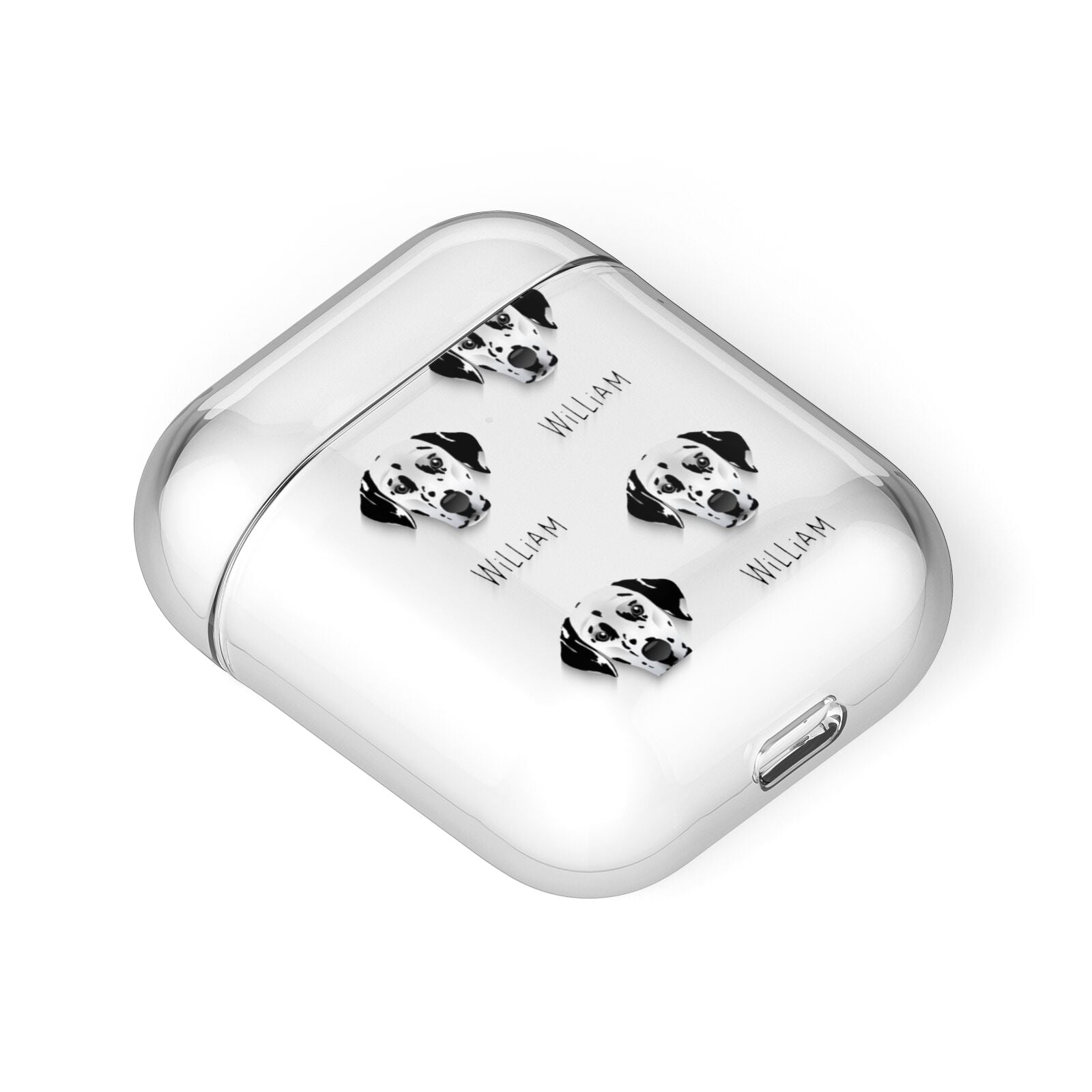 Dalmatian Icon with Name AirPods Case Laid Flat