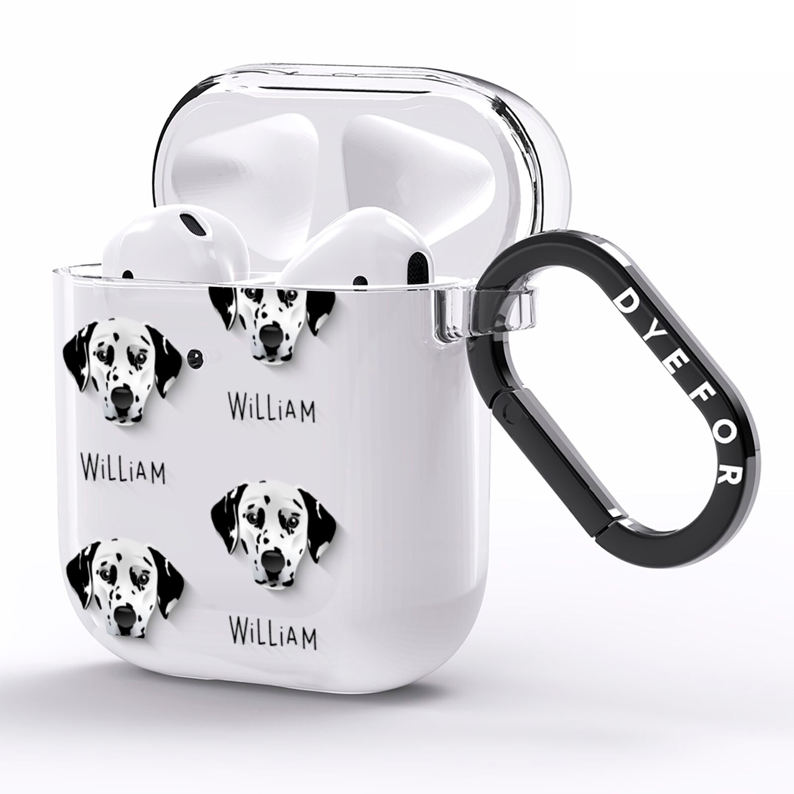 Dalmatian Icon with Name AirPods Clear Case Side Image