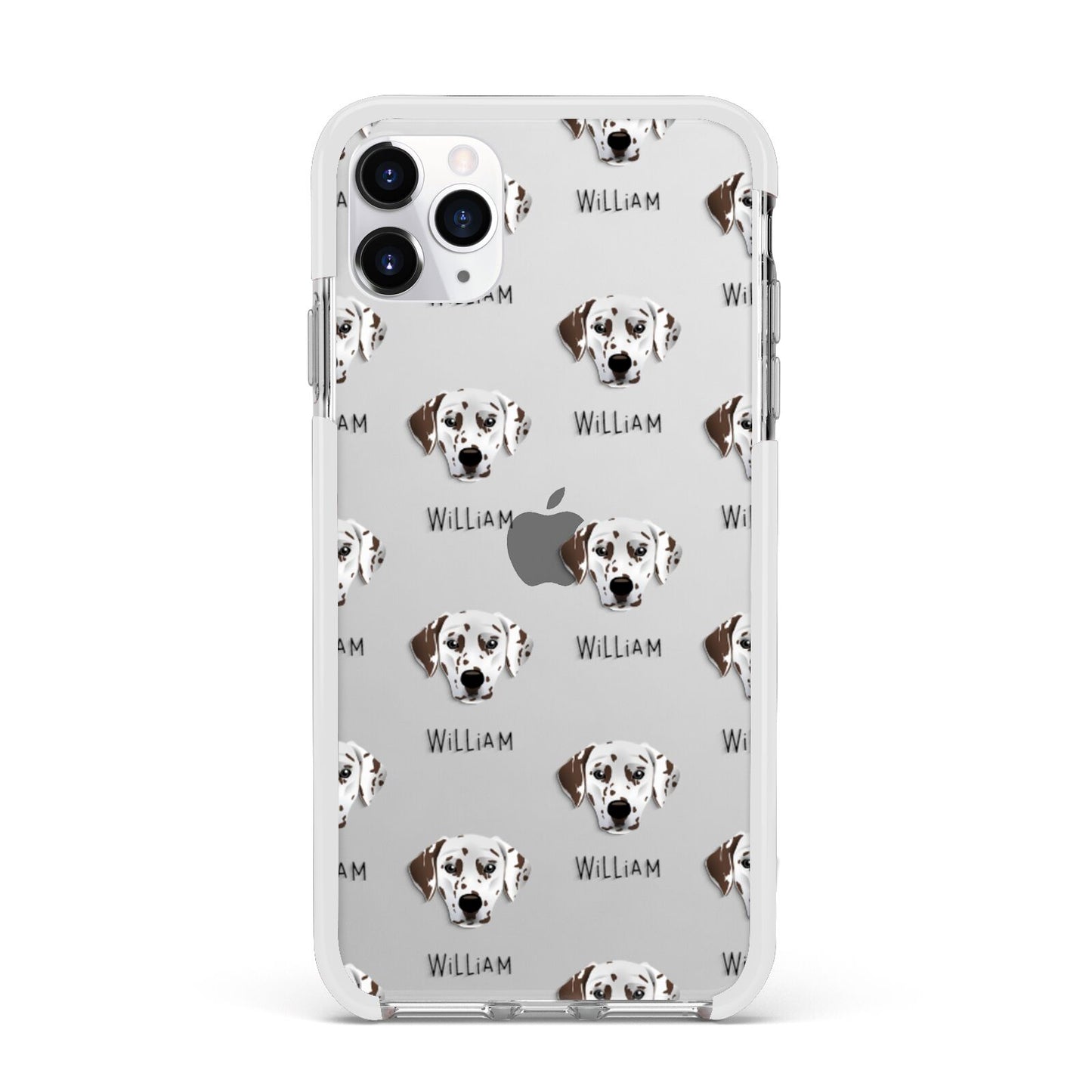 Dalmatian Icon with Name Apple iPhone 11 Pro Max in Silver with White Impact Case