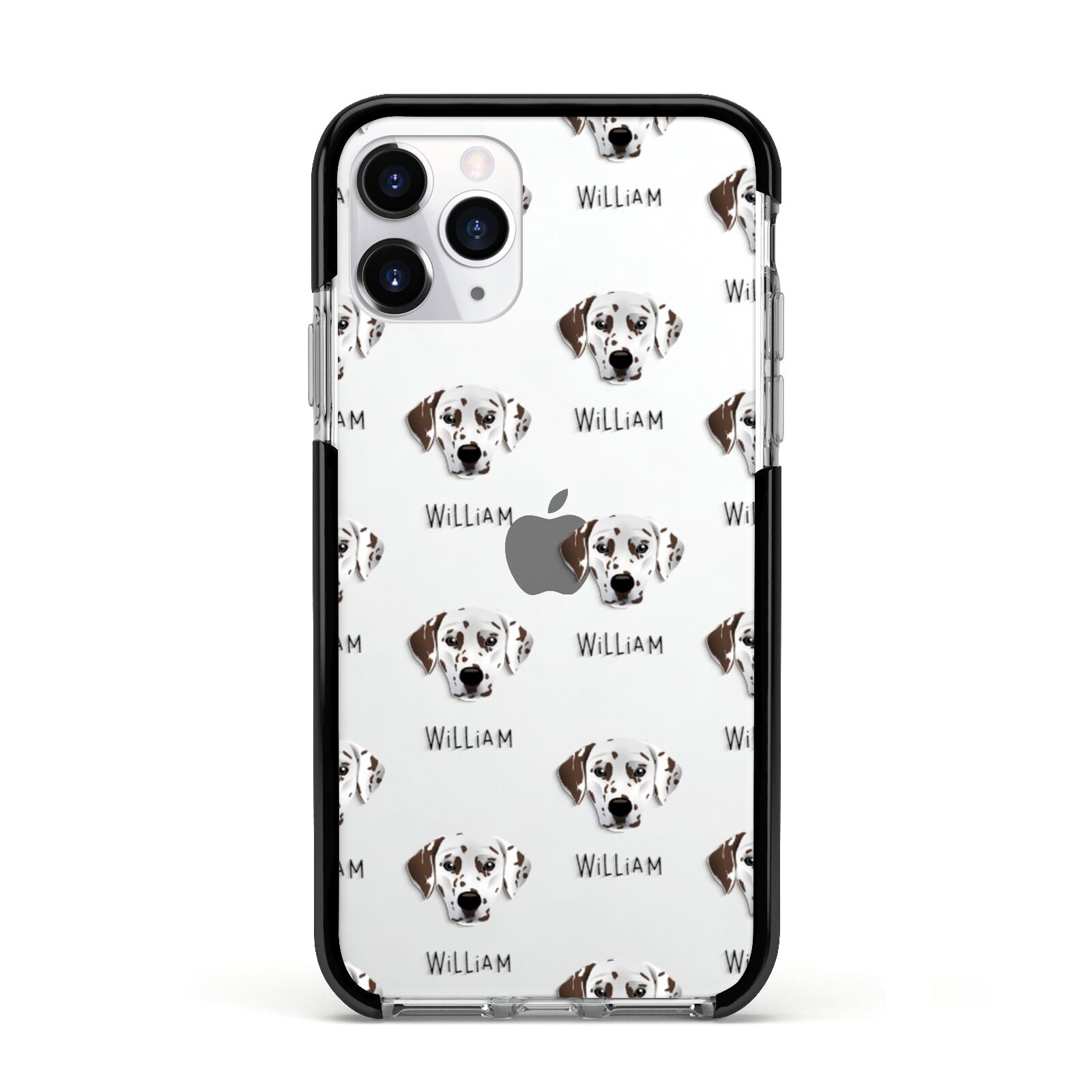 Dalmatian Icon with Name Apple iPhone 11 Pro in Silver with Black Impact Case