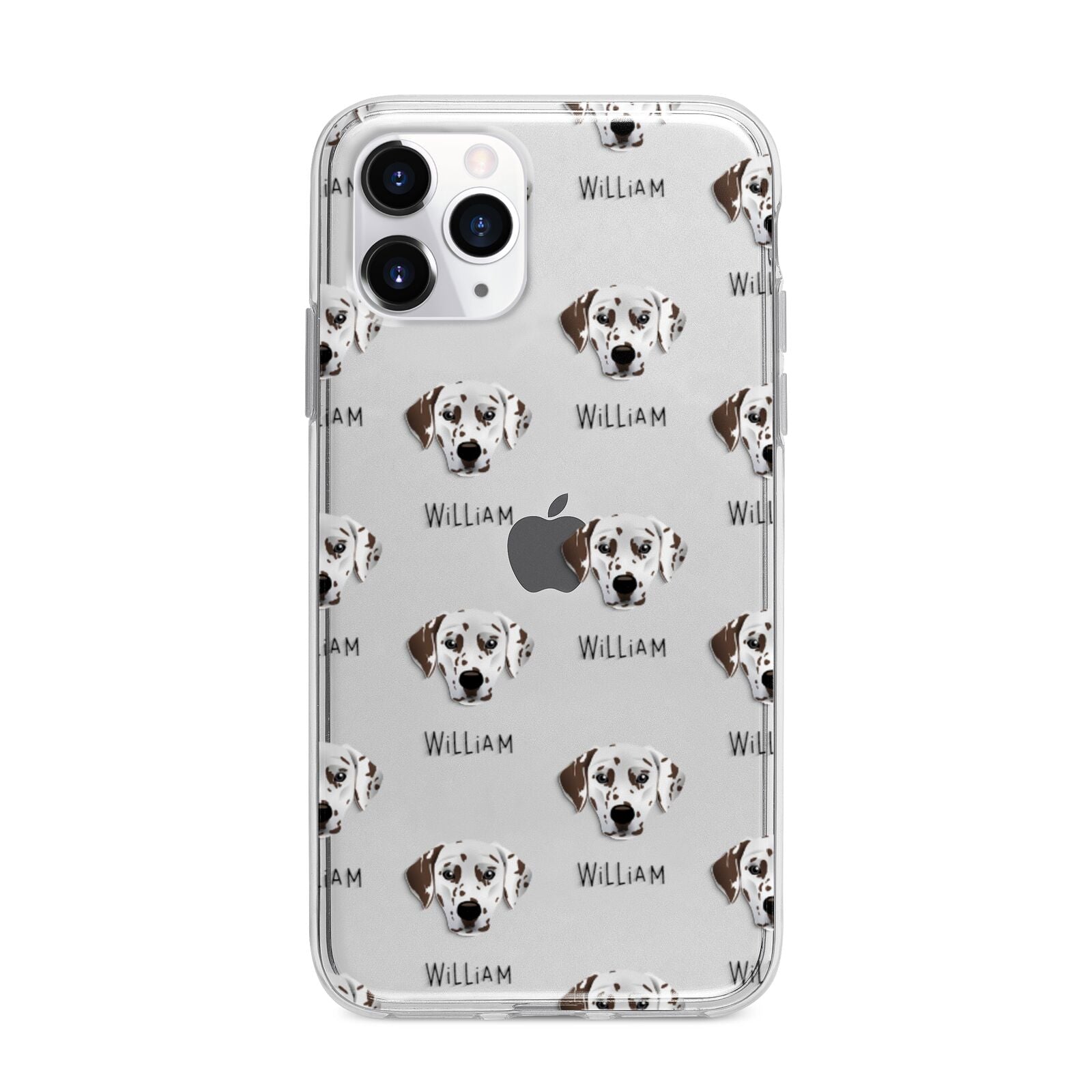 Dalmatian Icon with Name Apple iPhone 11 Pro in Silver with Bumper Case