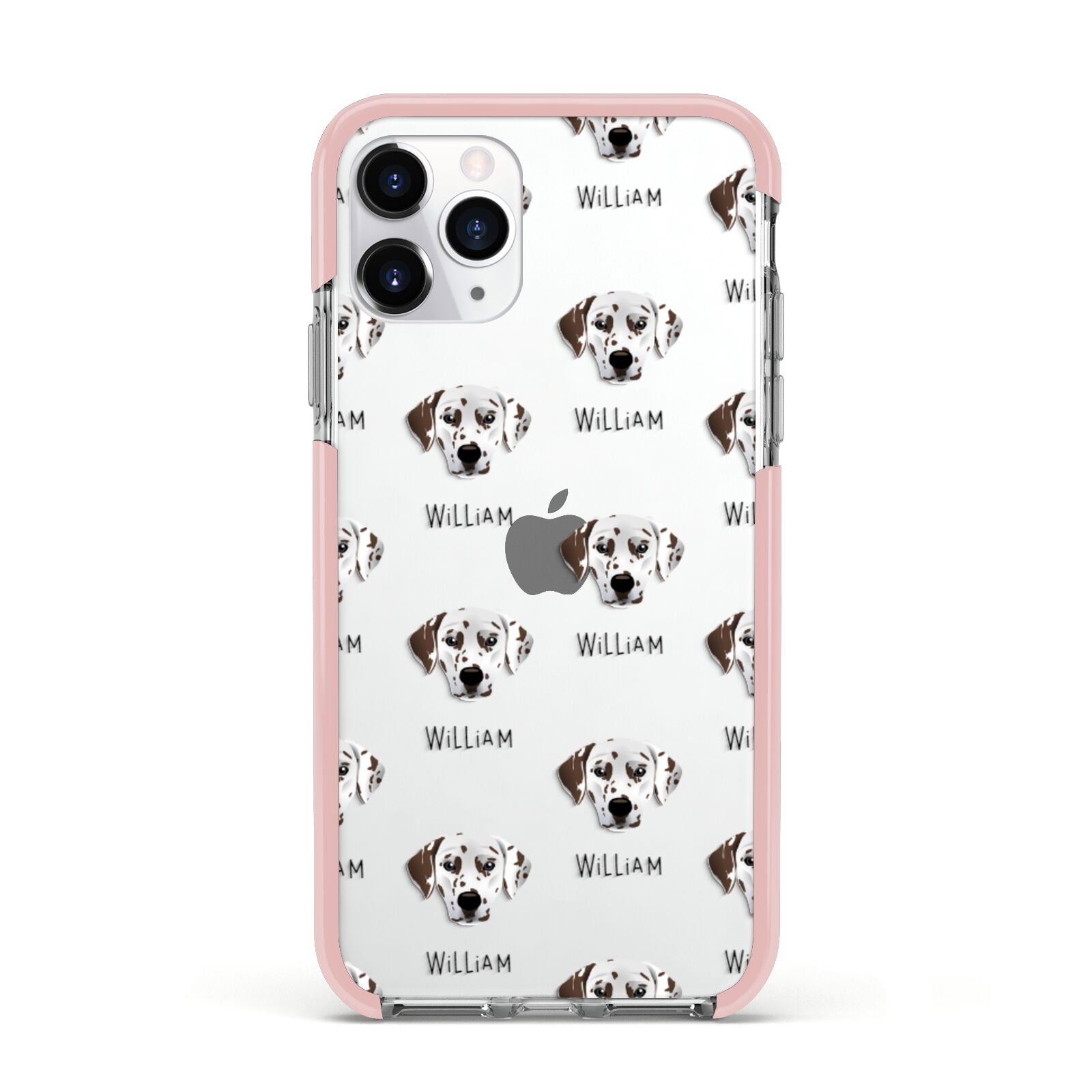 Dalmatian Icon with Name Apple iPhone 11 Pro in Silver with Pink Impact Case