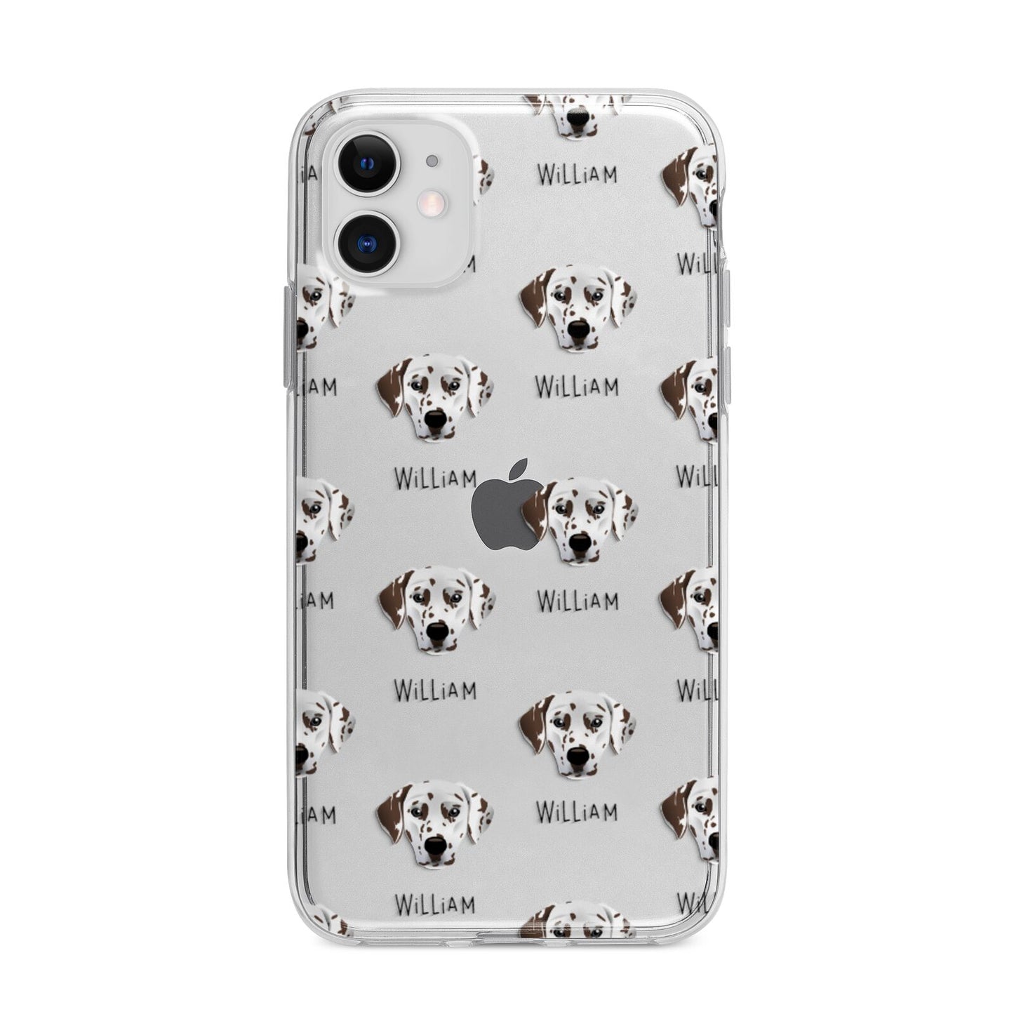 Dalmatian Icon with Name Apple iPhone 11 in White with Bumper Case