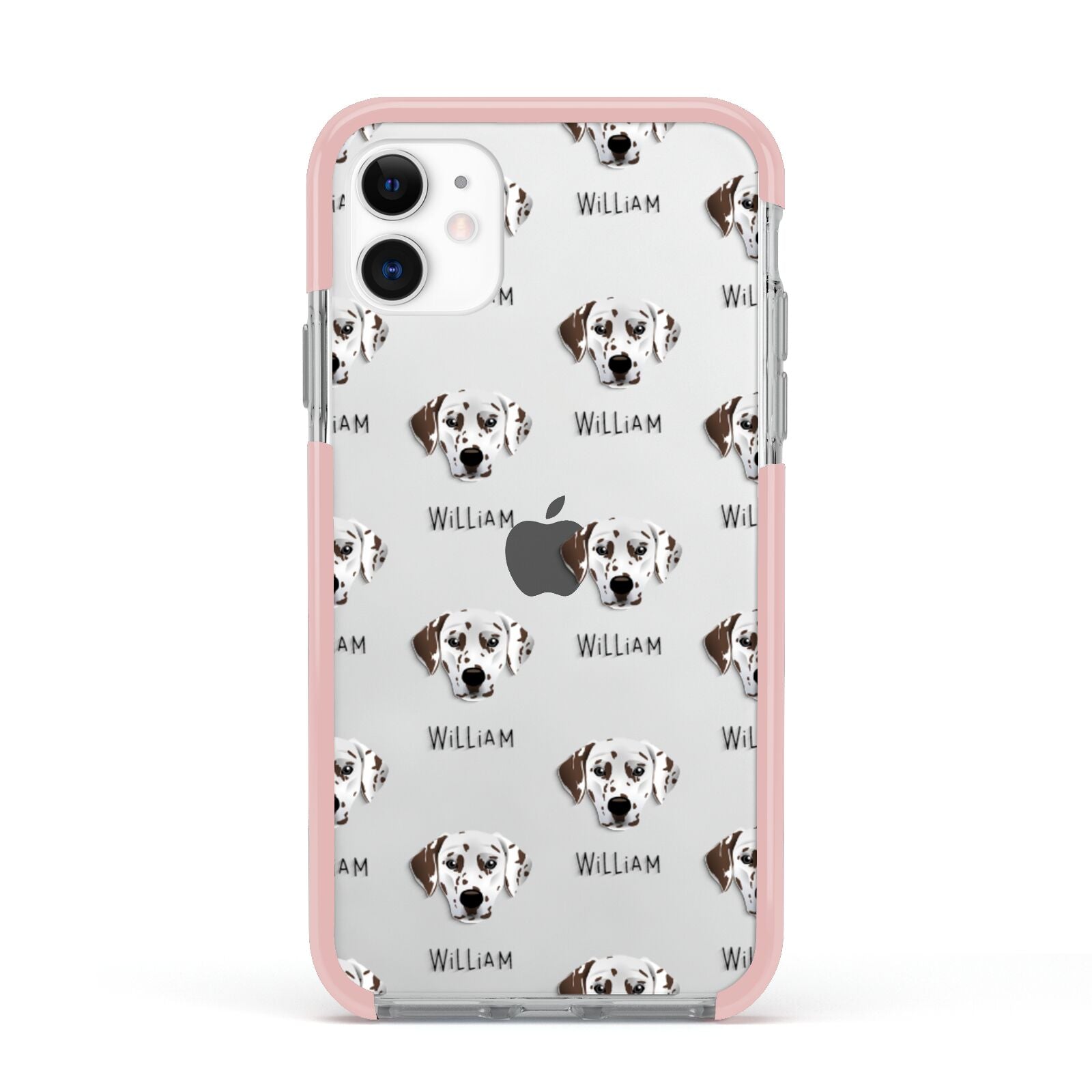 Dalmatian Icon with Name Apple iPhone 11 in White with Pink Impact Case
