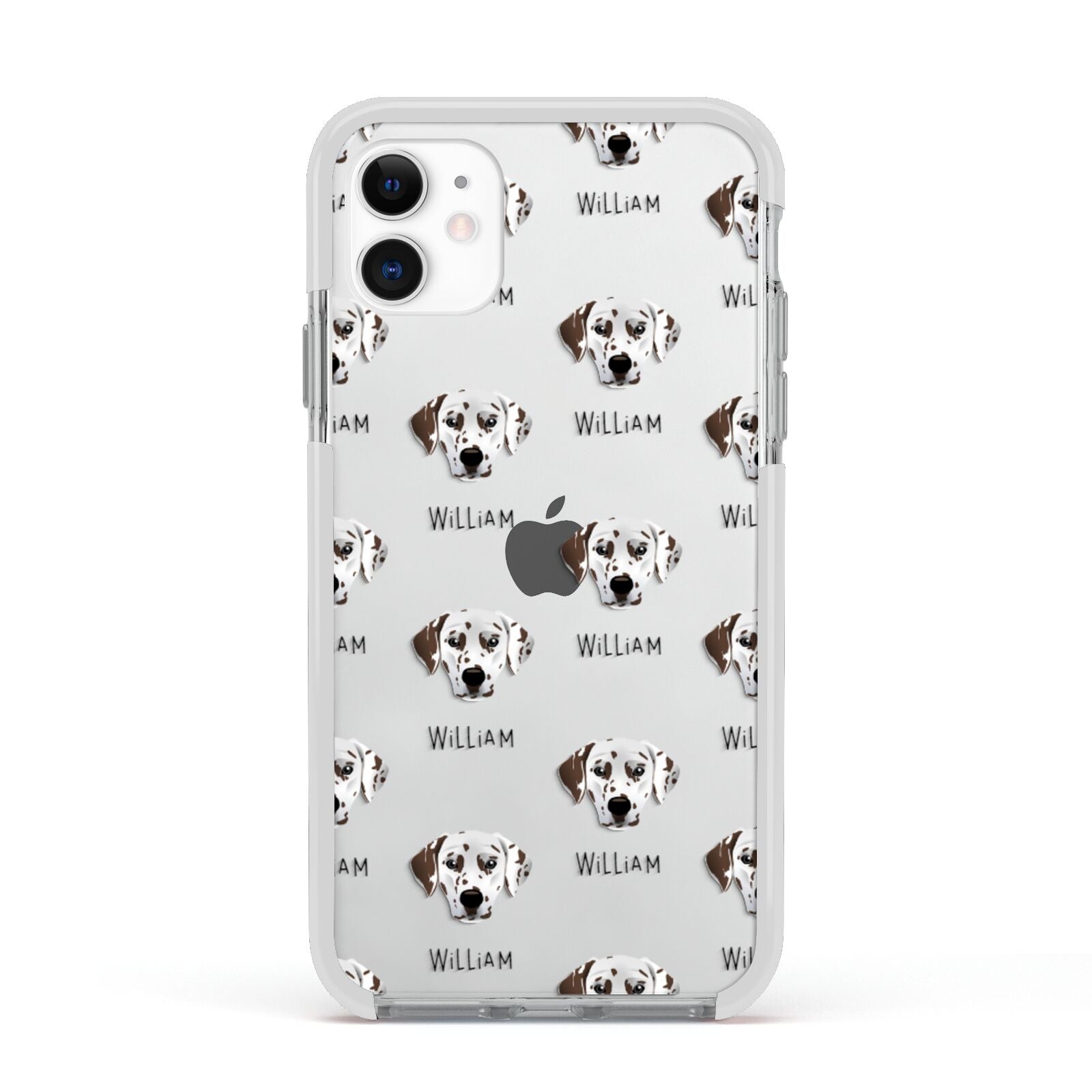 Dalmatian Icon with Name Apple iPhone 11 in White with White Impact Case