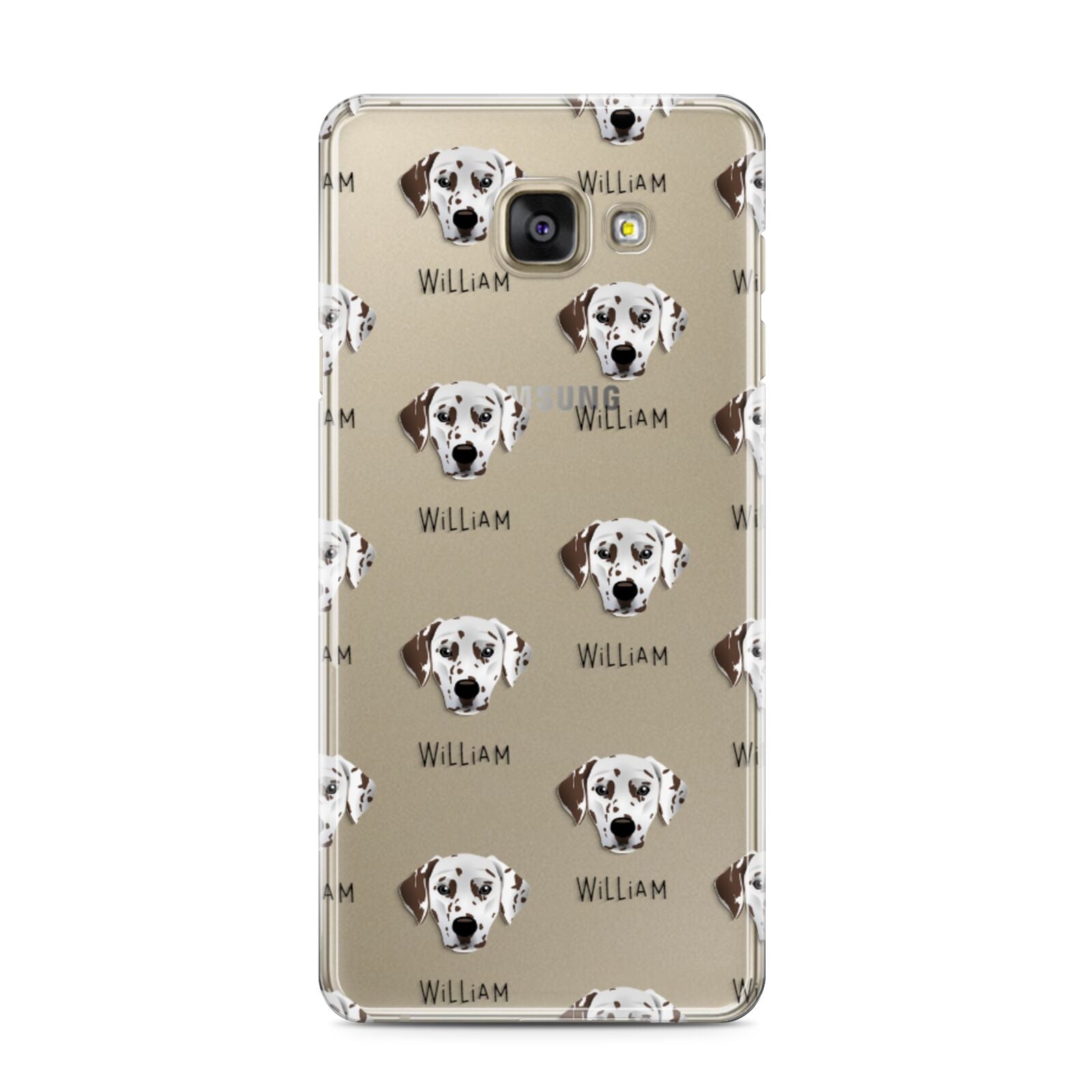 Dalmatian Icon with Name Samsung Galaxy A3 2016 Case on gold phone