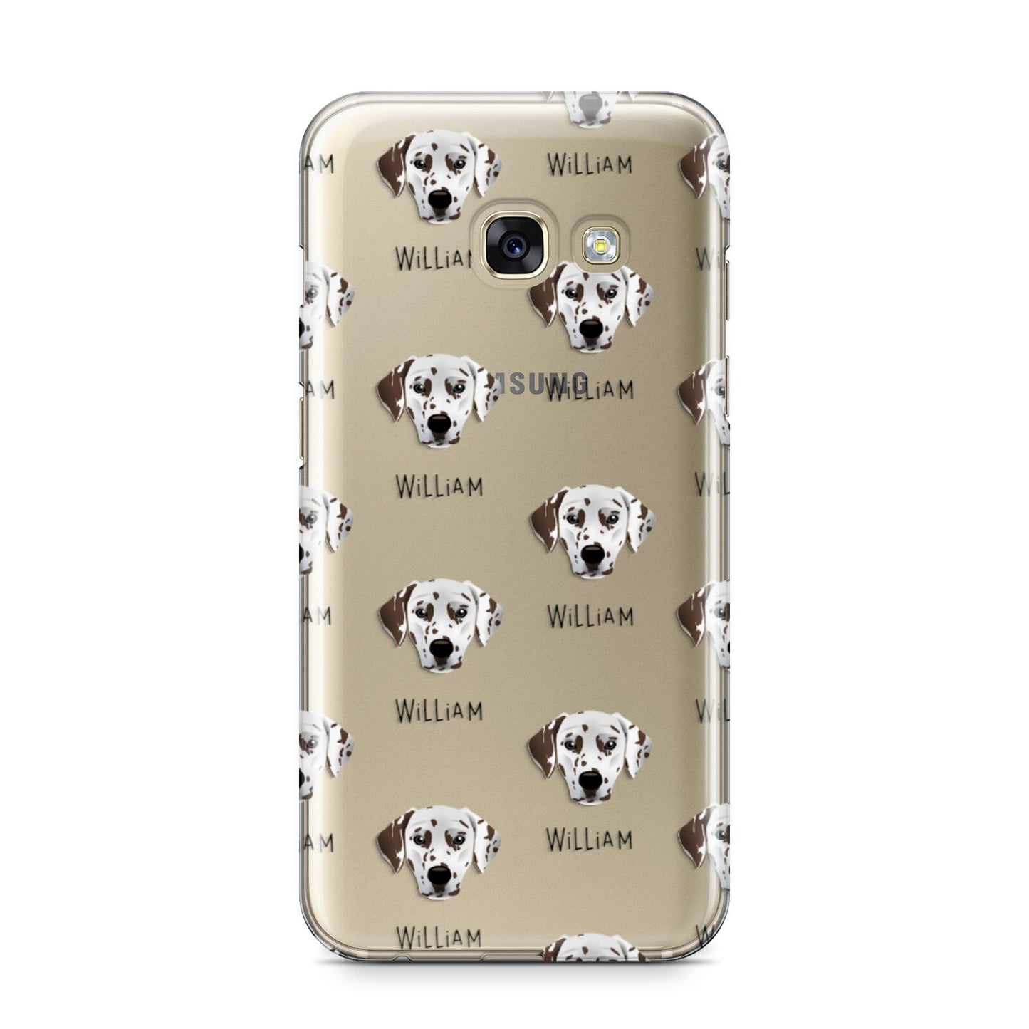 Dalmatian Icon with Name Samsung Galaxy A3 2017 Case on gold phone