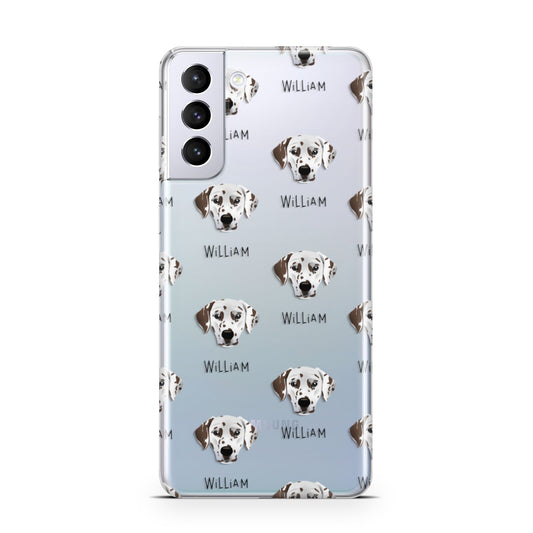 Dalmatian Icon with Name Samsung S21 Plus Phone Case