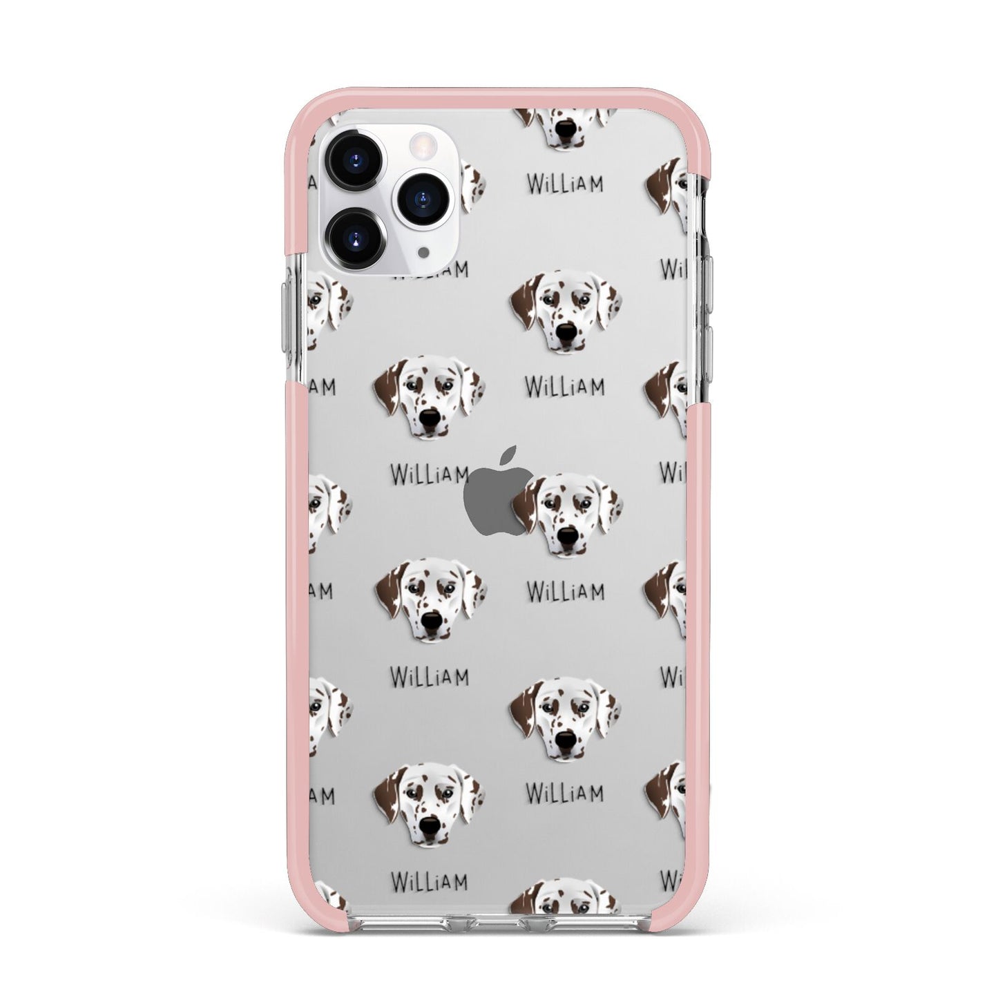 Dalmatian Icon with Name iPhone 11 Pro Max Impact Pink Edge Case
